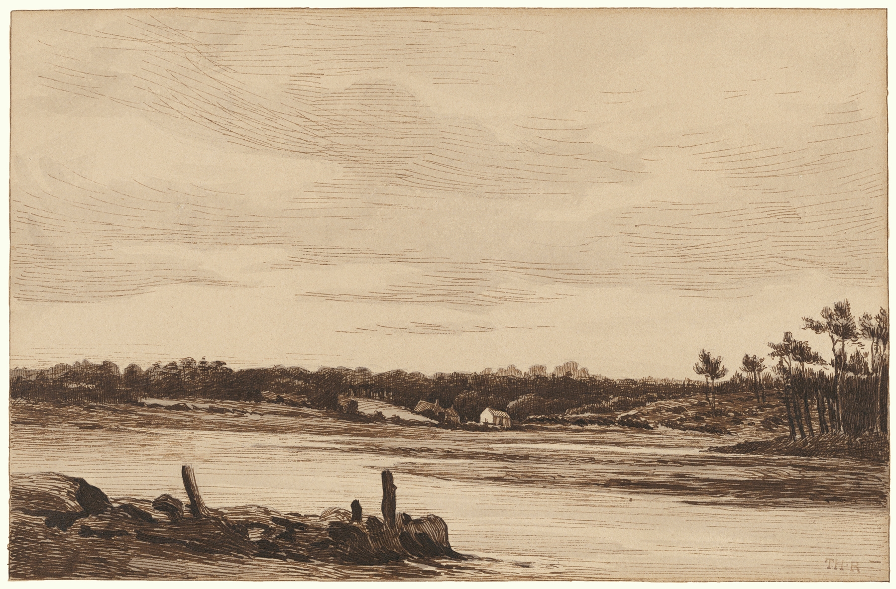 The Loing River at the Edge of the Forest of Fontainebleau, oil on canvas by Théodore Rousseau