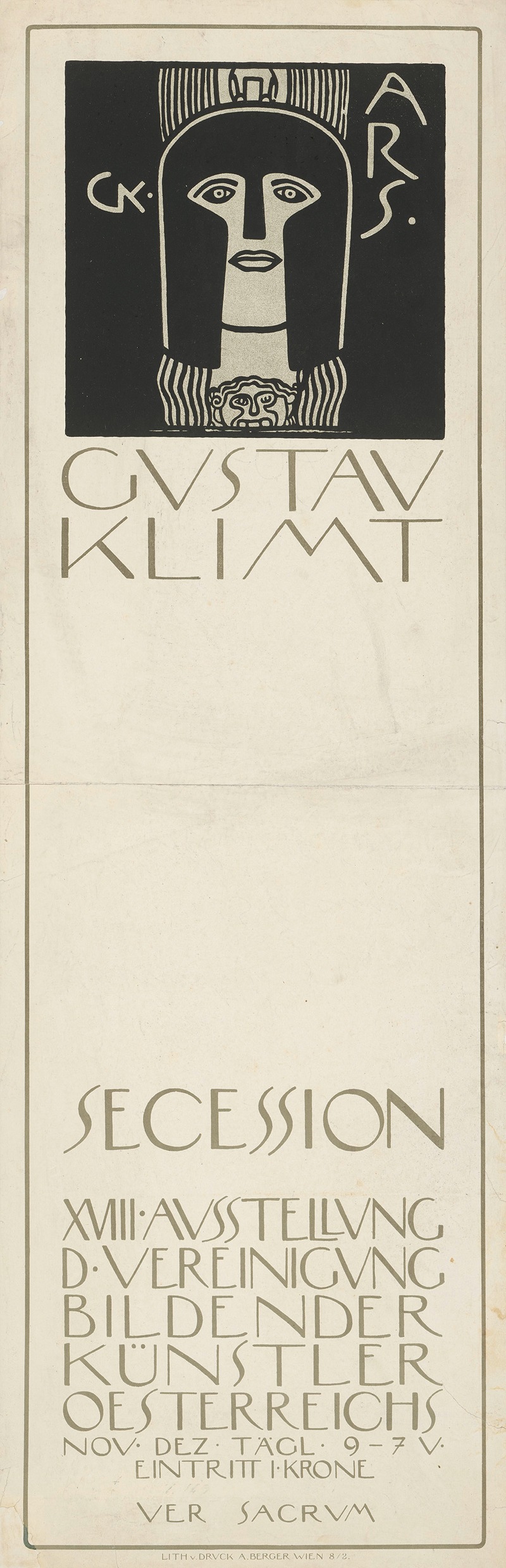 Gustav Klimt's 'Secession. XVIII. Ausstellung' showcases intricate figures and vibrant colors.