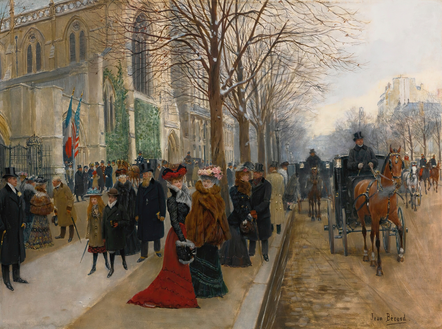 Après L’office À L’église De La Sainte Trinité, Noël 1890, by Jean Béraud, public domain