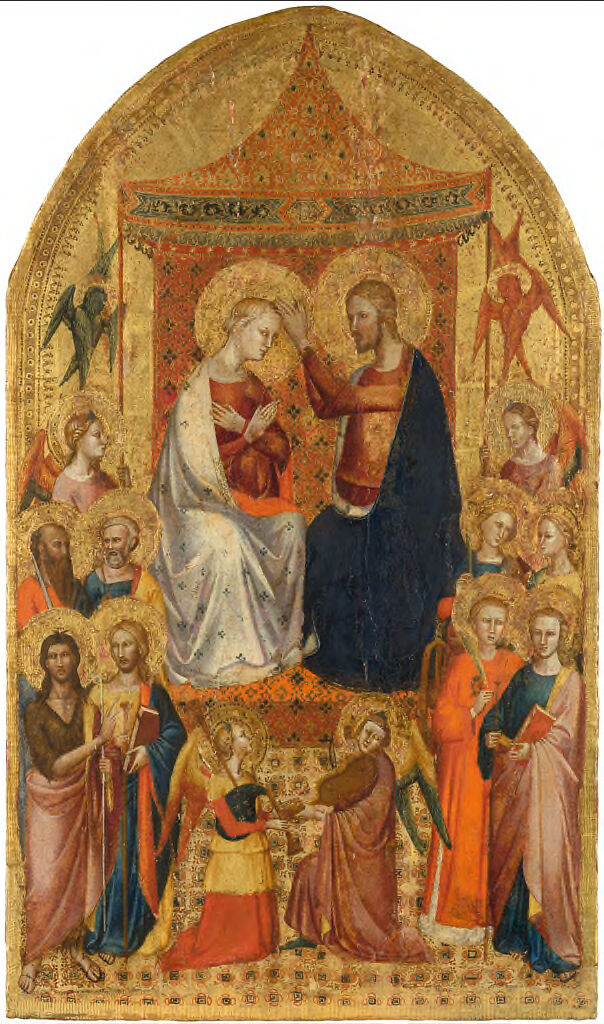 Coronation of the Virgin, tempera on panel by Master of the Orcagnesque Misericordia