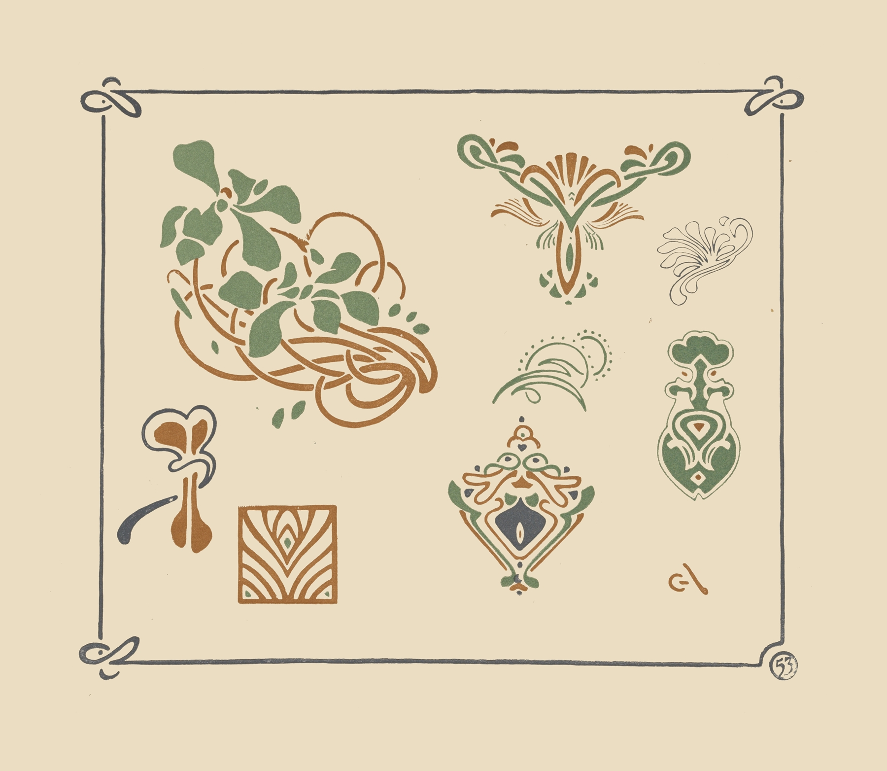 Abstract design with leaves and organic shapes by George Auriol