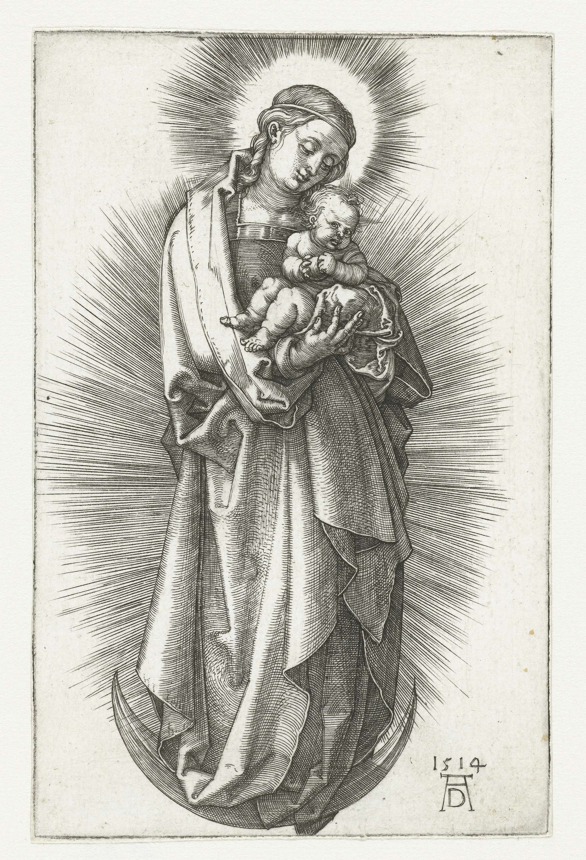Maria met kind op de maansikkel, by Albrecht Dürer, public domain