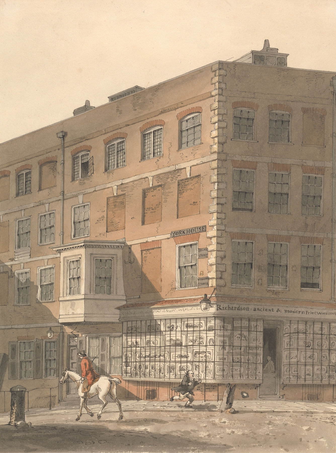 York House, oil on canvas by George Shepheard, depicting urban architecture.