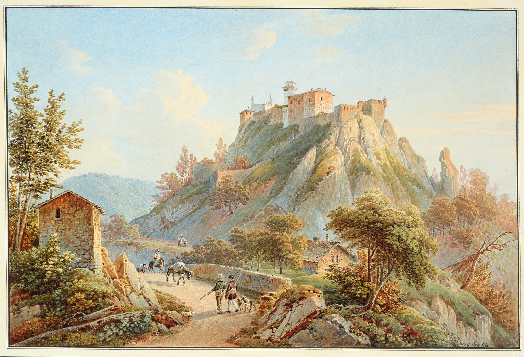 Château de Bardi architecture by Gabriel Lory the Younger, oil painting