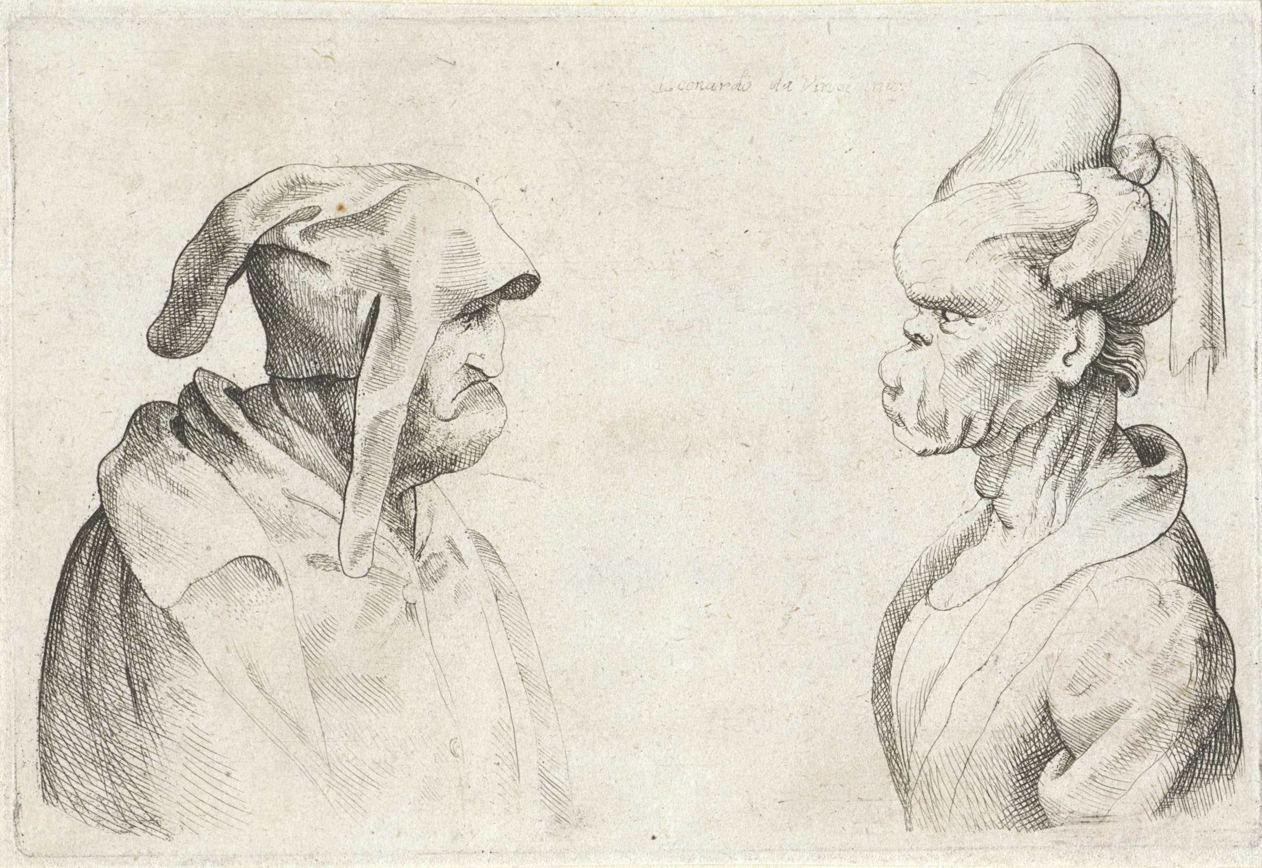 Etching by Wenceslaus Hollar depicting a man with a loose hat and a woman with tied hair.