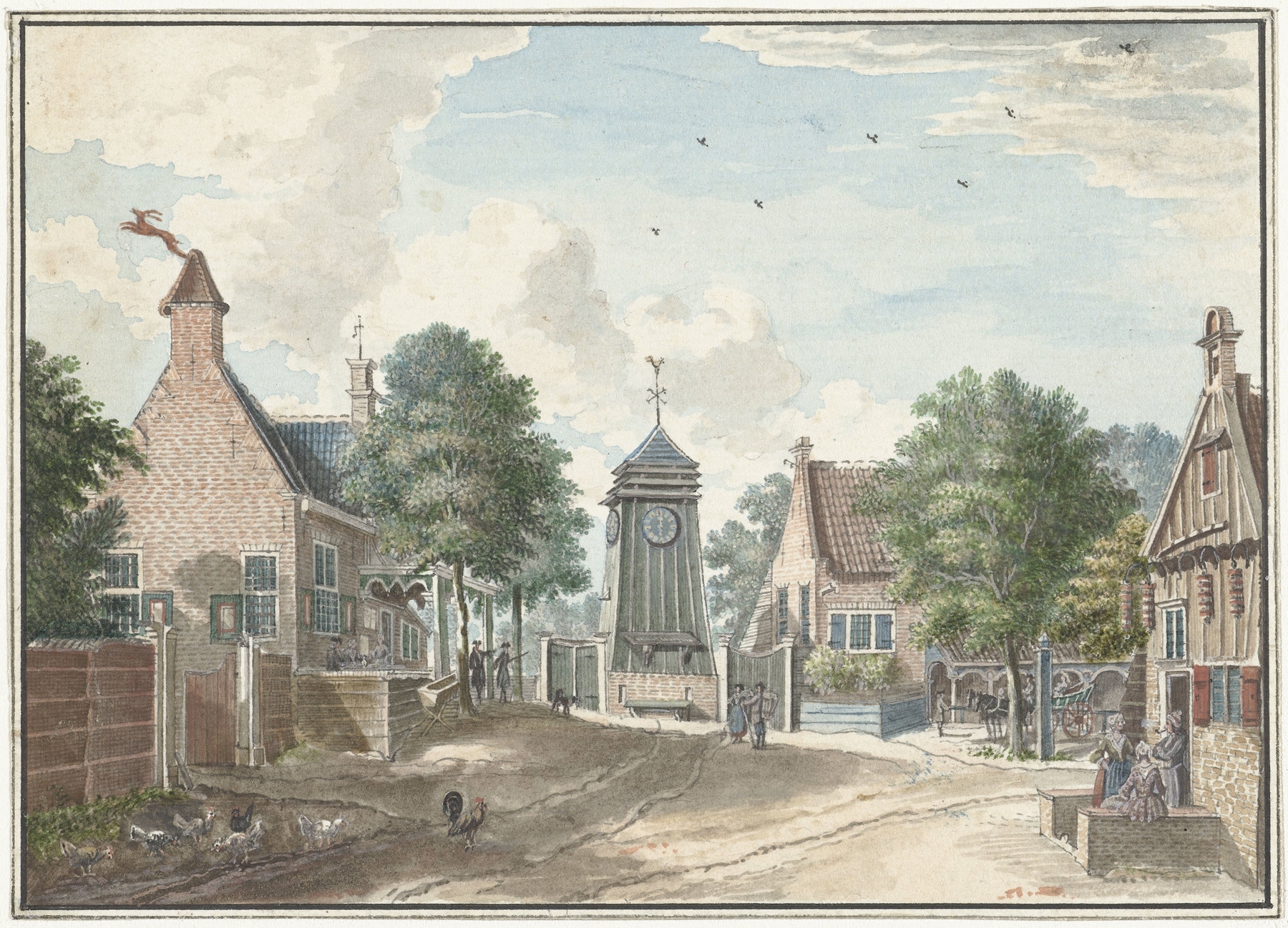 Gezicht op het Klokhuis te Overveen,, by Jan de Beijer, public domain