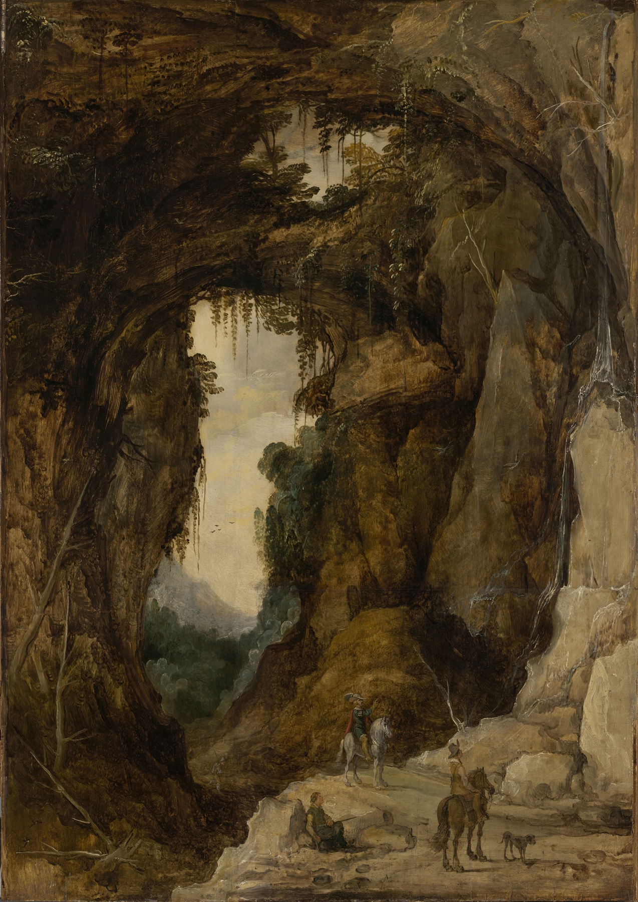 Landscape with Grotto and a Rider, by Joos de Momper, public domain