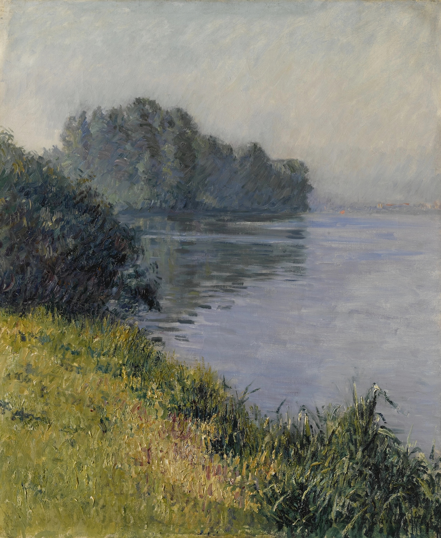 La Seine à l’Île Marante par temps brumeux, by Gustave Caillebotte, public domain