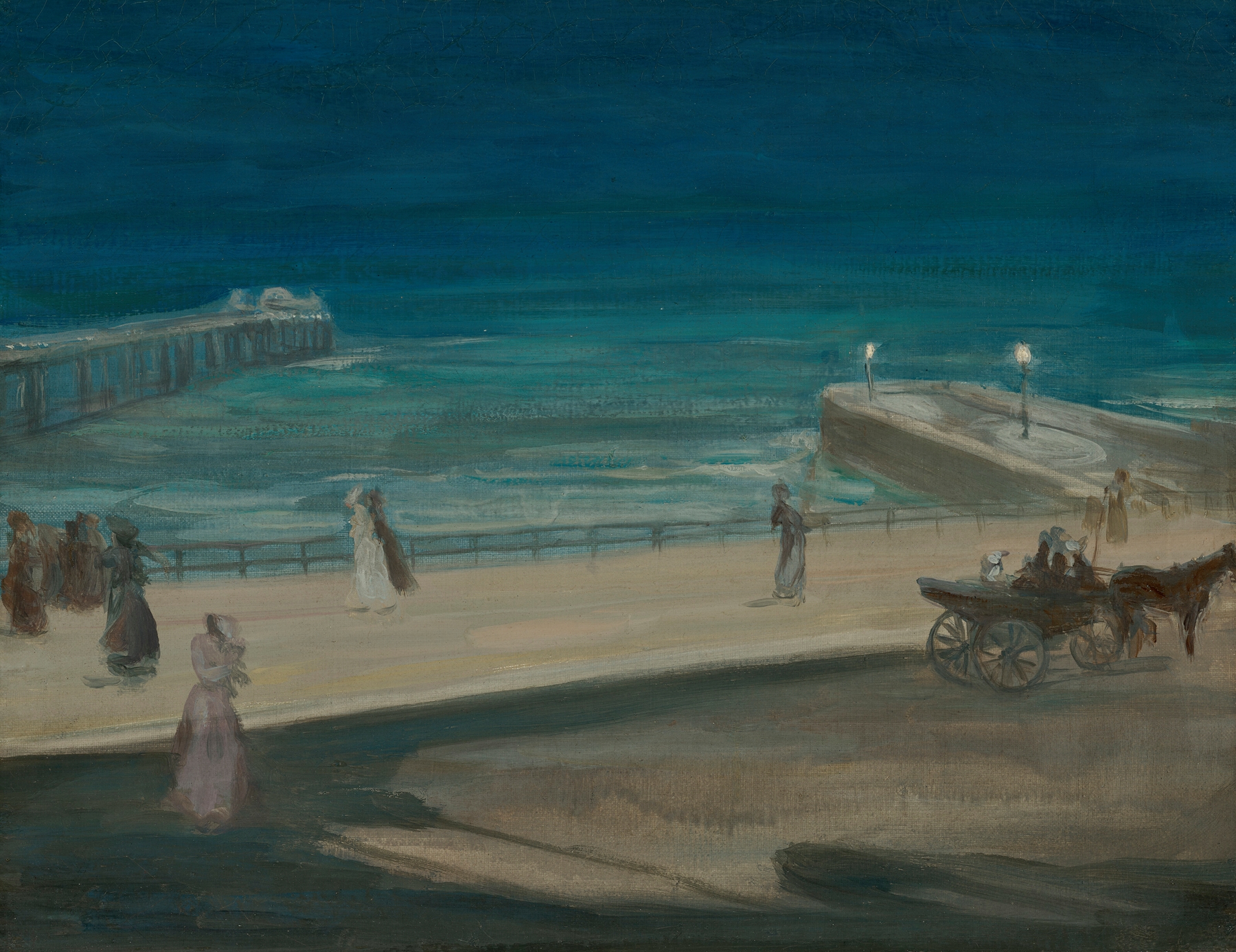On the Front, Brighton by Charles Conder, depicting sunlit figures at the beach, oil painting