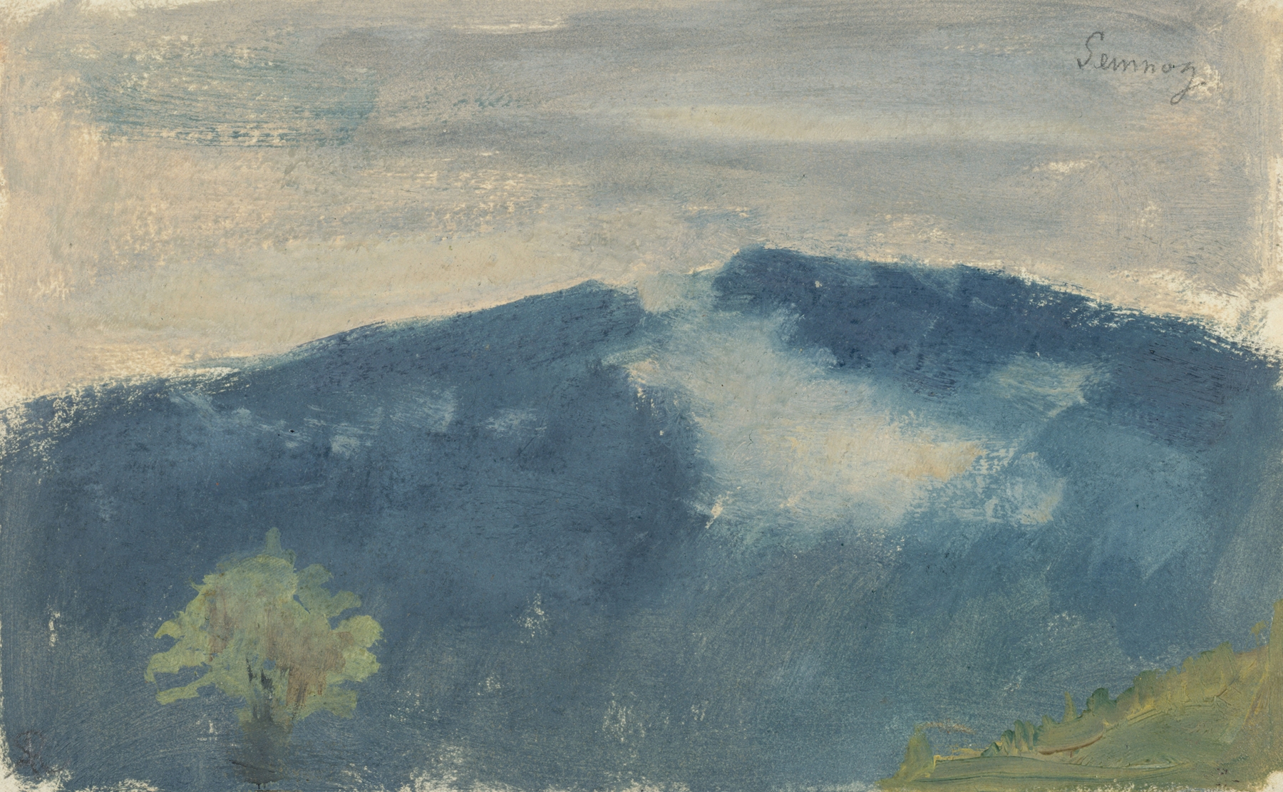 Landscape depicting mountains and a horizon, oil painting by Cornelis Ary Renan