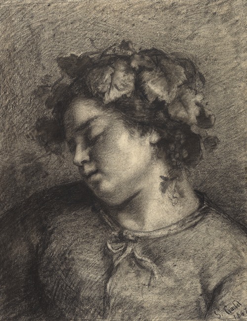 A depiction of a sleeping Bacchante by Gustave Courbet.