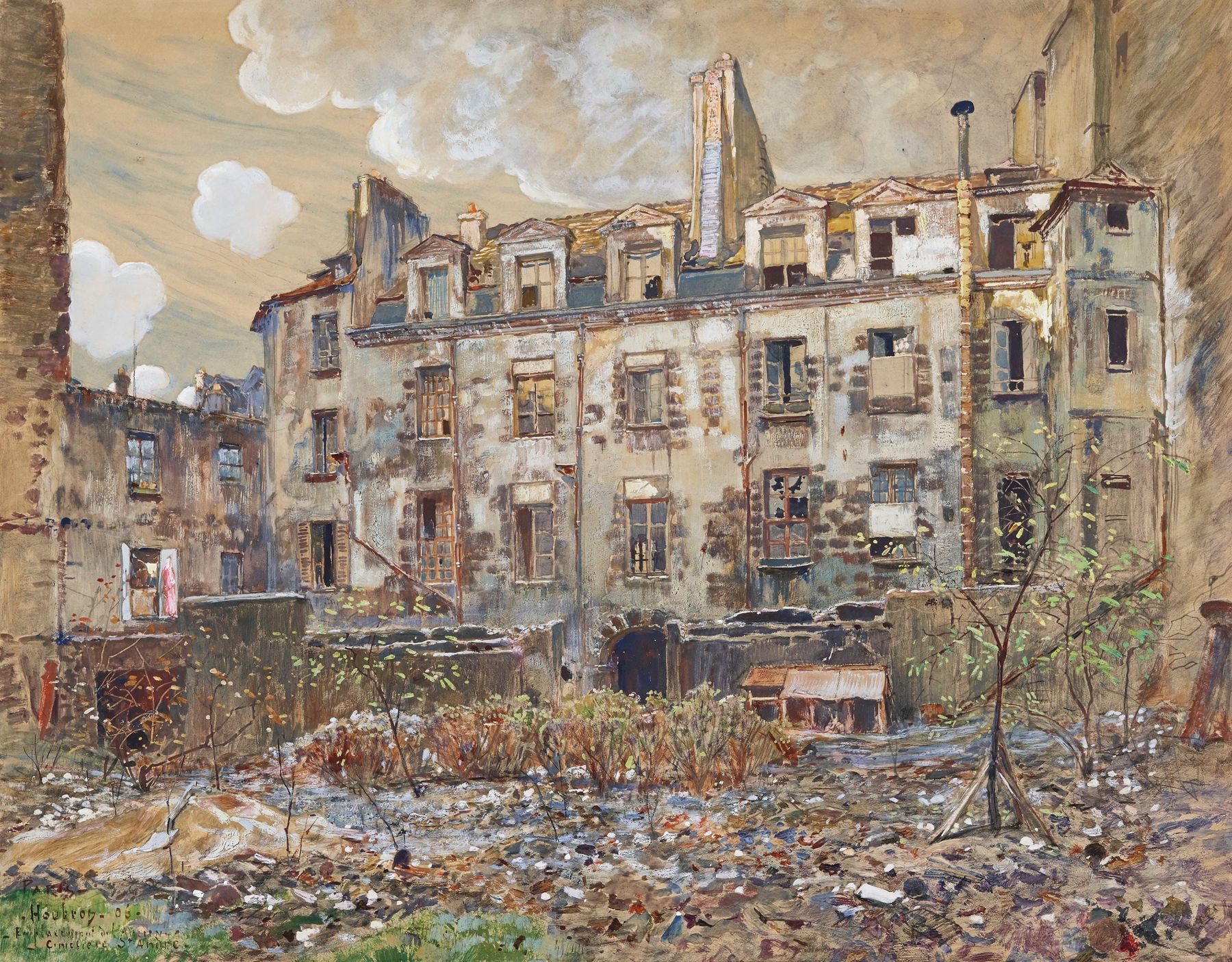 L’Ancien cimetière Saint-André, oil on canvas by Frédéric Houbron showing weathered tombstones.