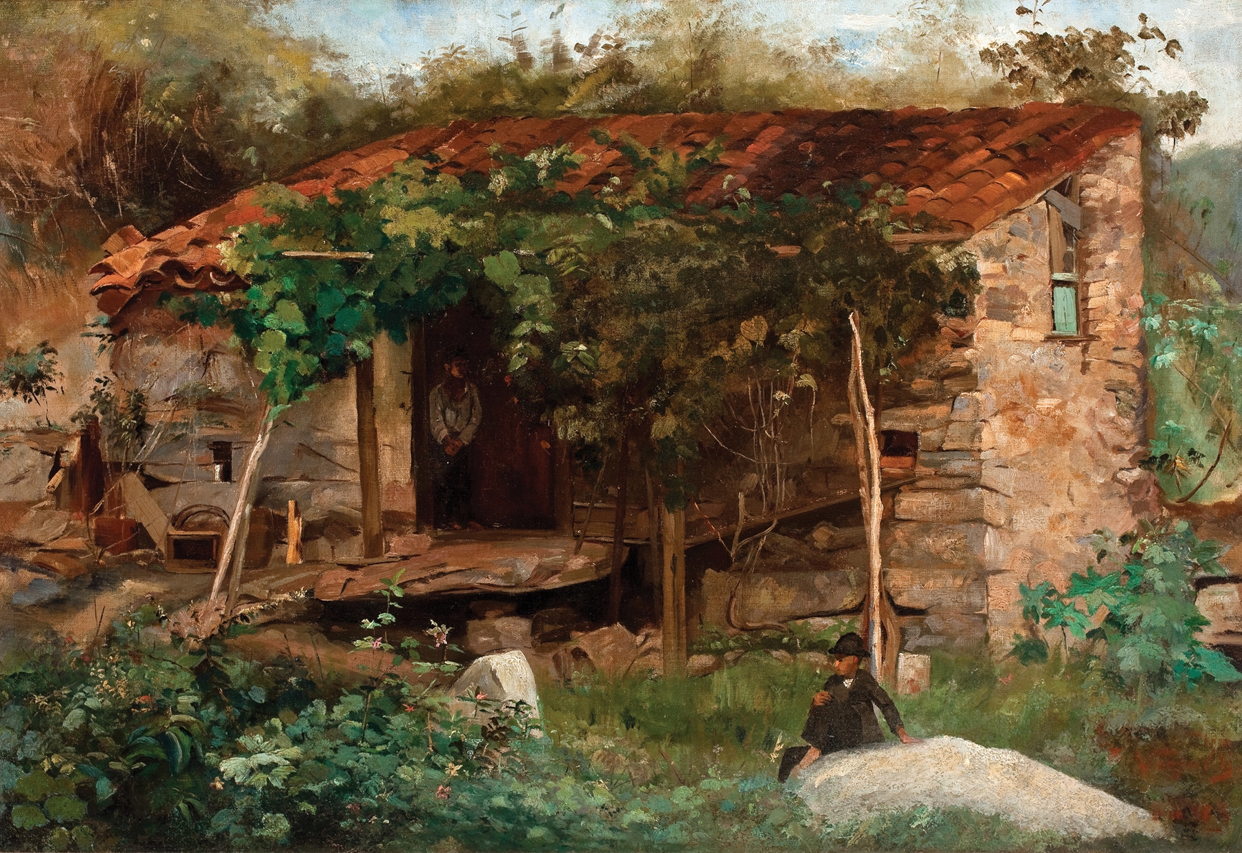 Post-Impressionism oil painting by Eliseu Visconti depicting a coastal home