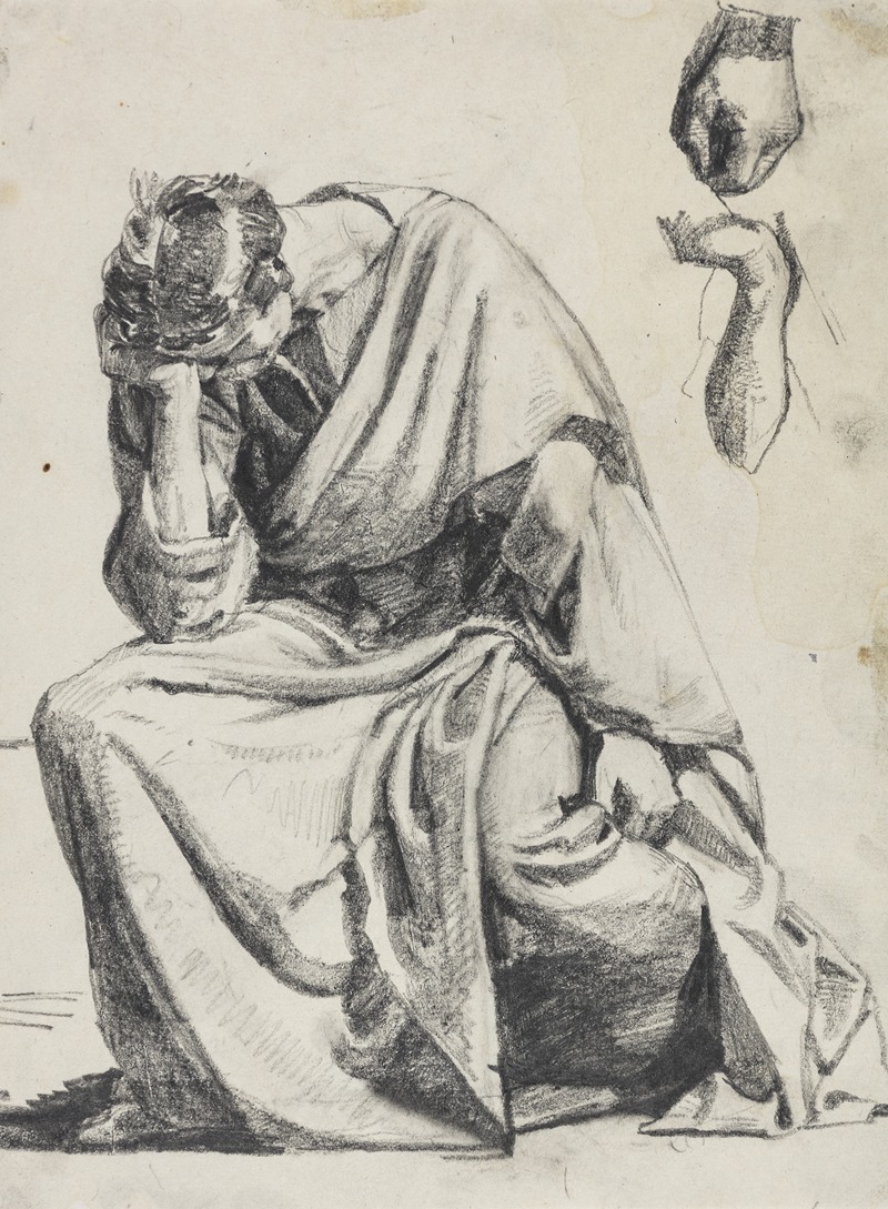 This painting depicts a religious scene with emotional depth and realism.