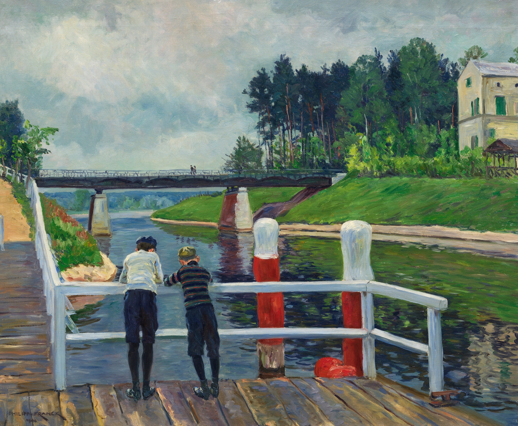 Auf der Landungsbrücke, by Philipp Franck, public domain