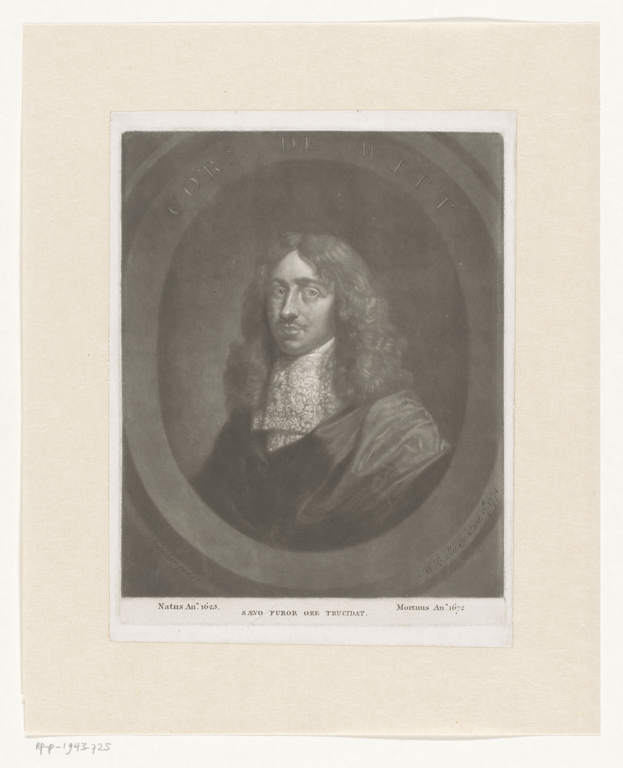 Portrait of Cornelis de Witt, etching by William Baillie, 1774
