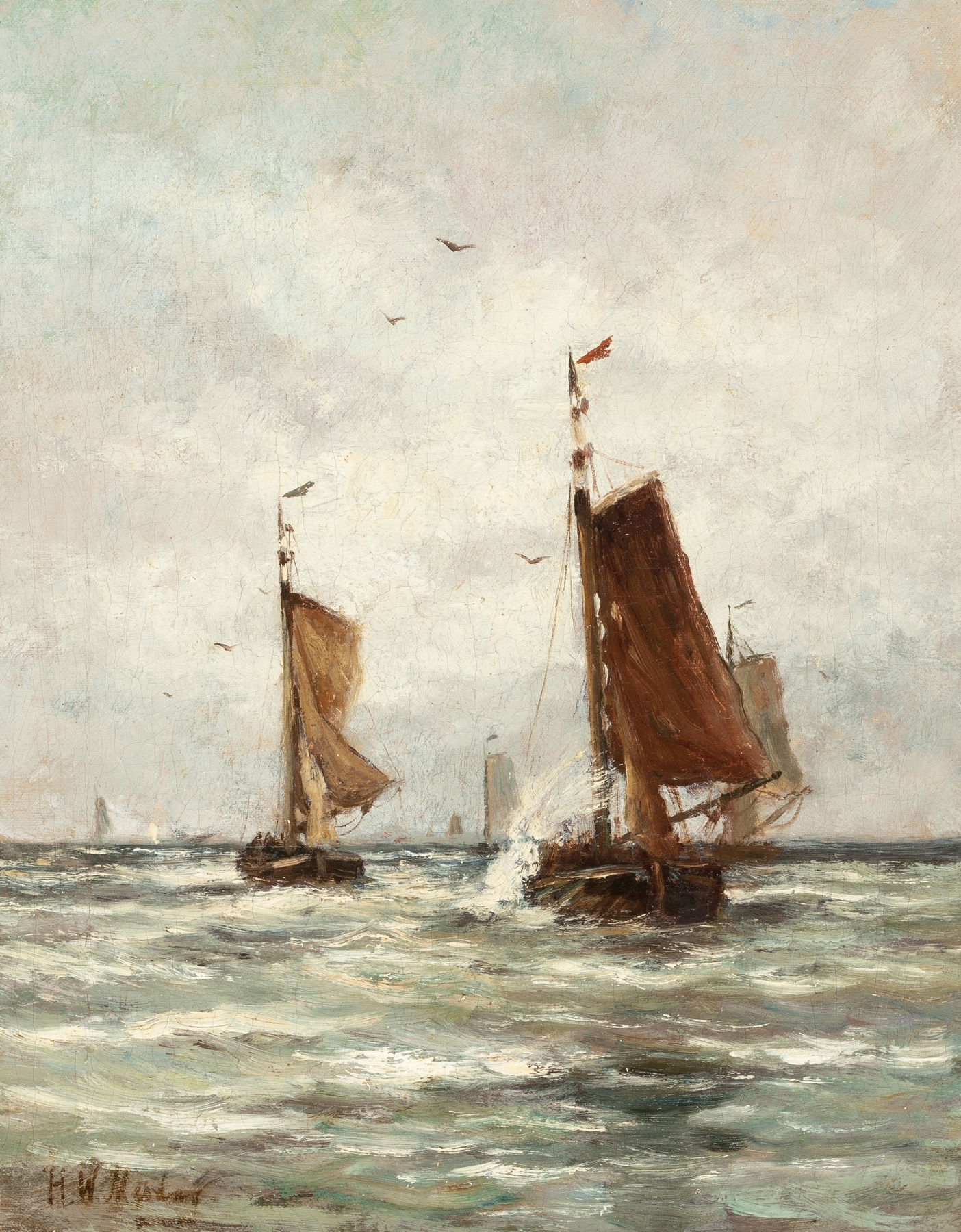 Fishing on the Choppy Sea near Scheveningen, by Hendrik Willem Mesdag, public domain