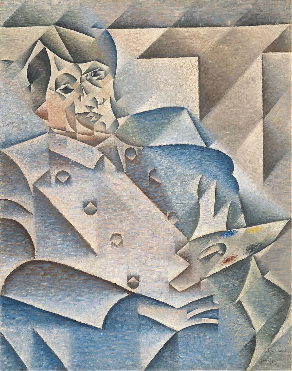 A portrait of Picasso by Juan Gris showcasing Cubist elements.