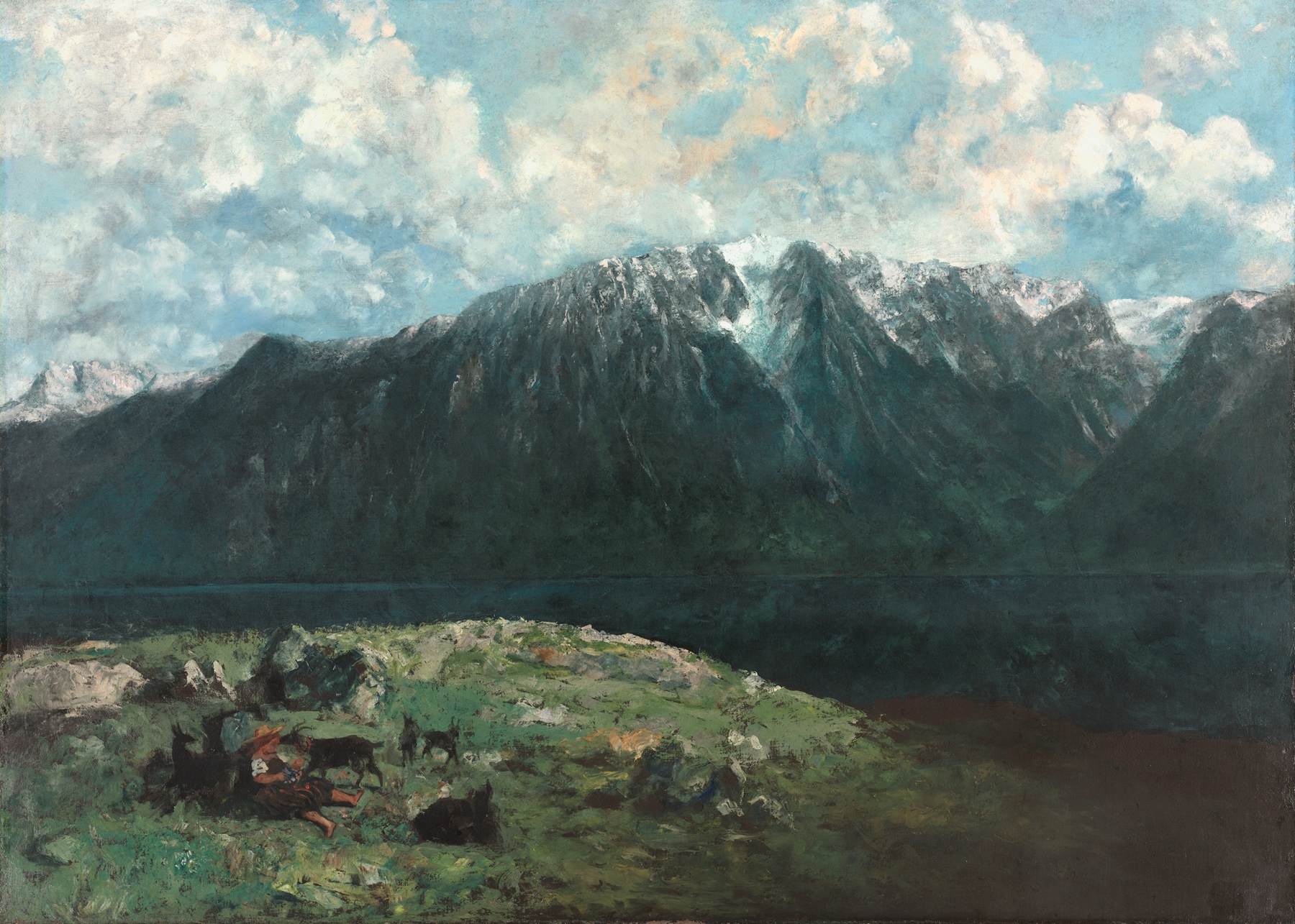 Panoramic View of the Alps, Les Dents du Midi, by Gustave Courbet, public domain