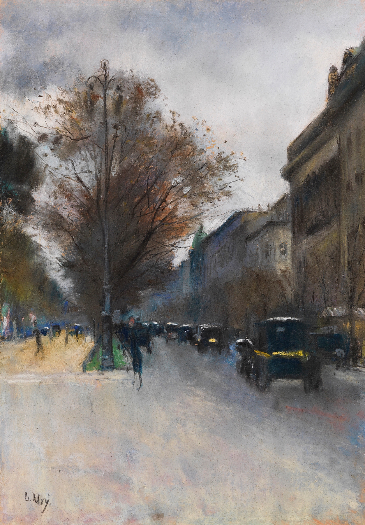 Berliner Straßenszene im Herbst (Hotel Adlon, Berlin), by Lesser Ury, public domain