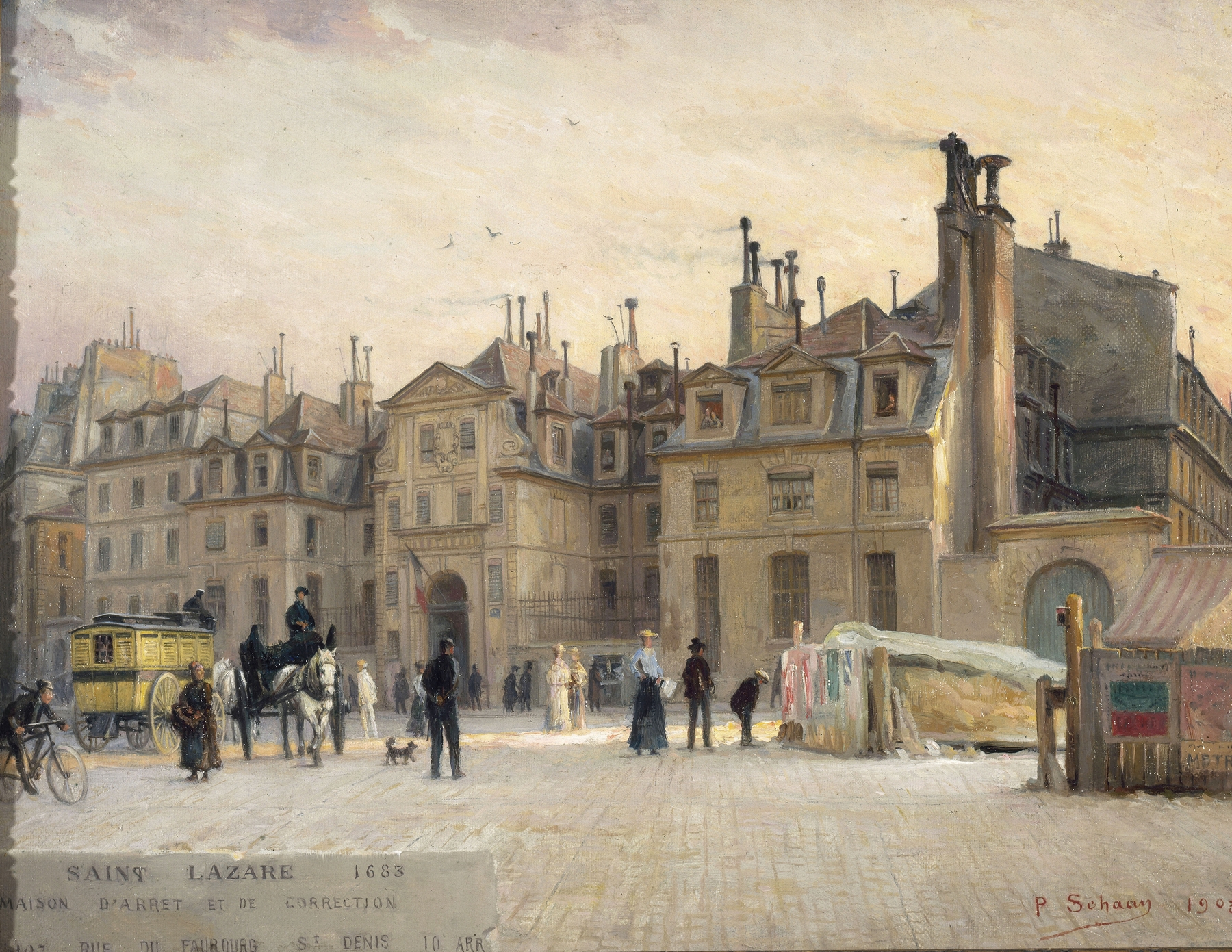 Façade de la prison Saint-Lazare by Paul Schaan, oil on canvas