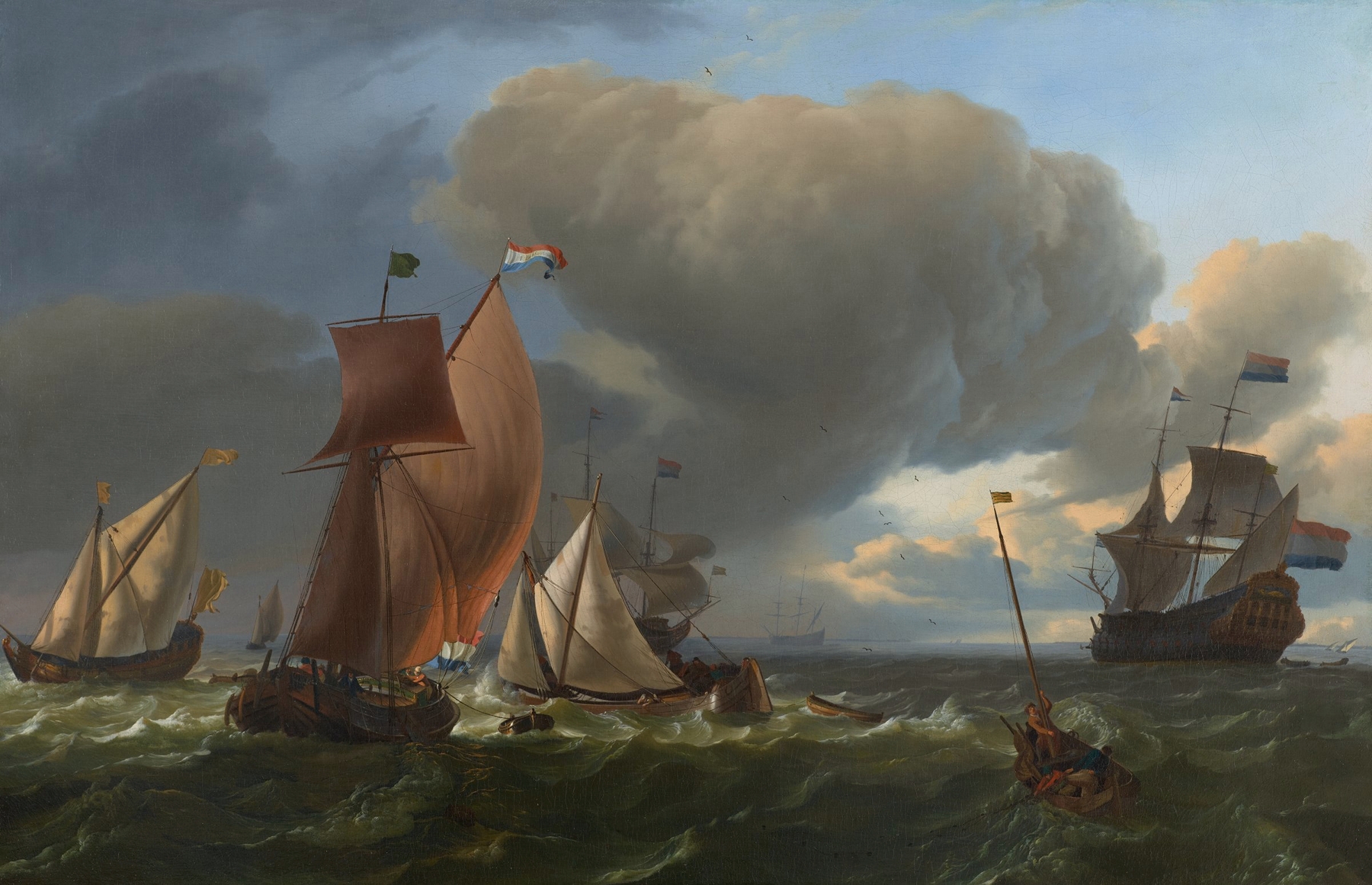 The Man-o’-War ‘Bruinvisch’ and Other Ships in Rough Sea, by Ludolf Backhuysen, public domain