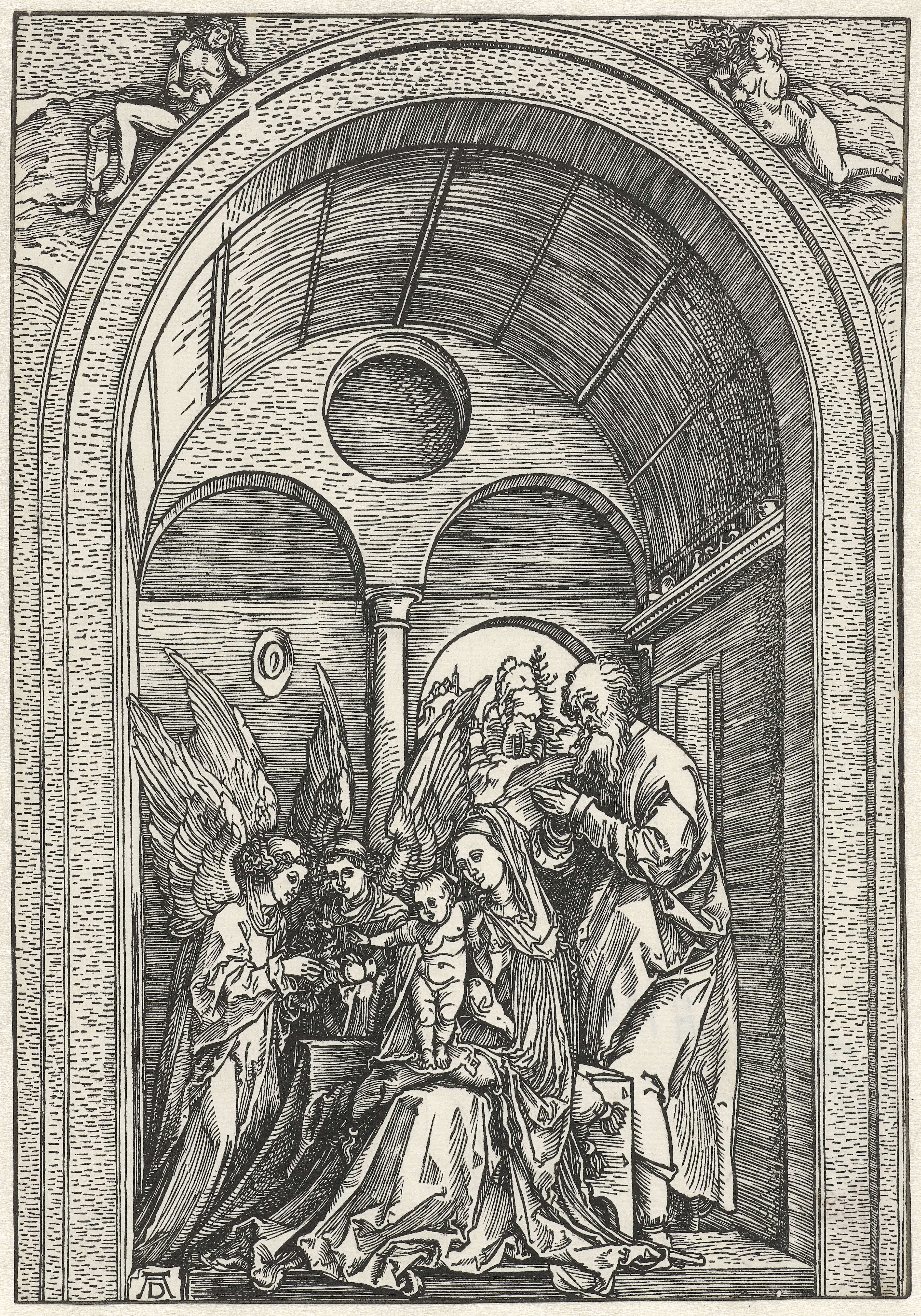 De Heilige Familie met twee engelen, by Albrecht Dürer, public domain
