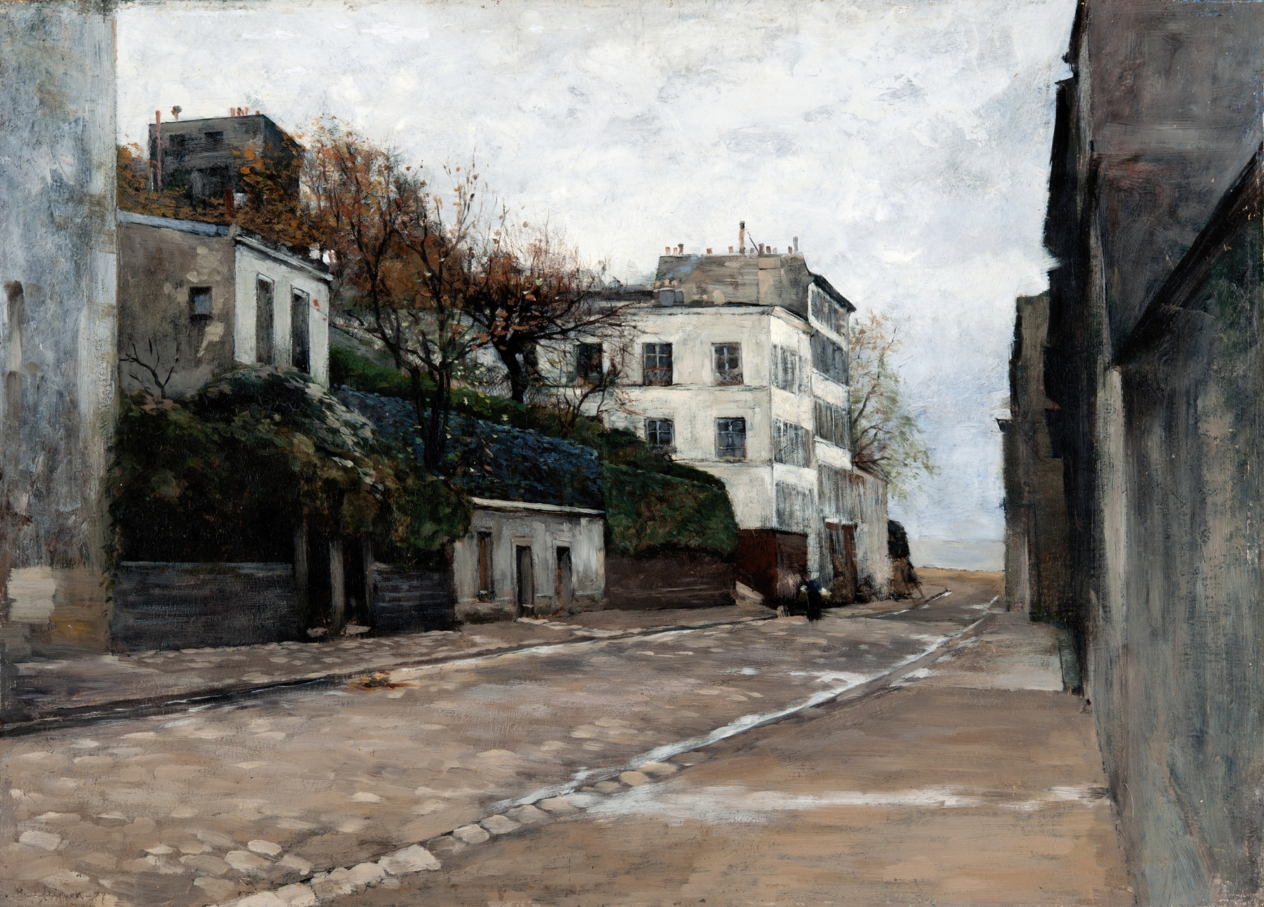 Rue Gabrielle, Paris by Hugo Birger, oil on canvas depicting a serene street scene