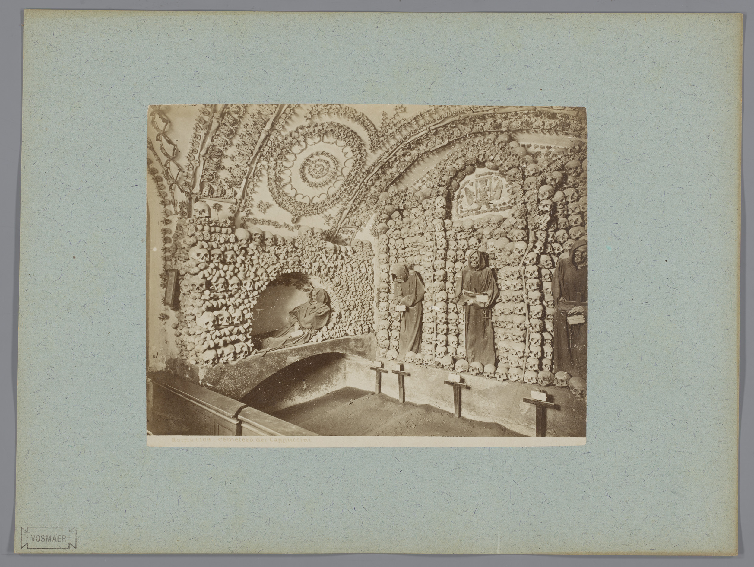 Interior of the crypt at Santa Maria della Concezione, albumen print by Unknown Artist