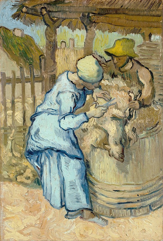 Vincent van Gogh's 'The Sheep-Shearer' depicts a rural scene of sheep shearing.