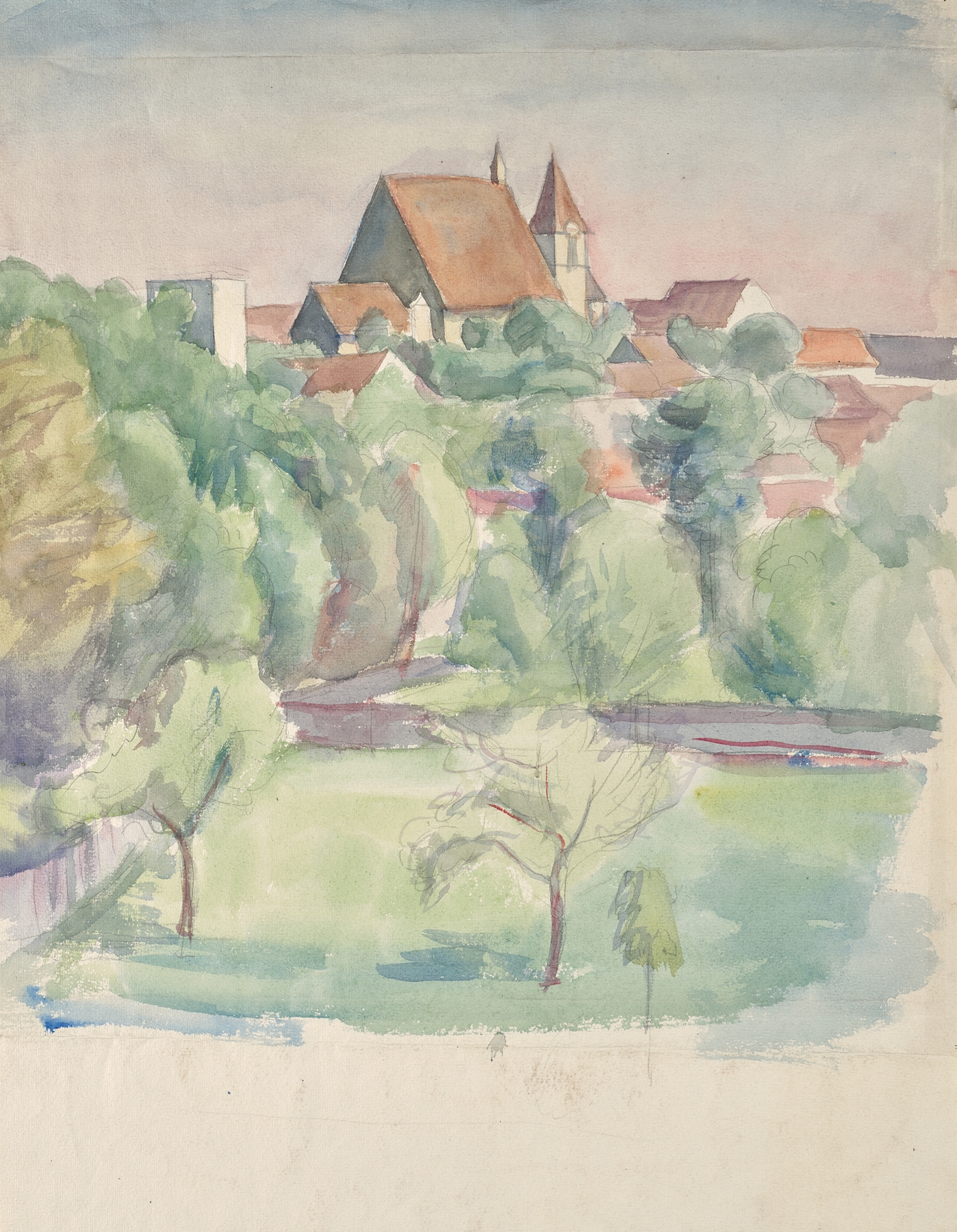 Landschaft mit Kirche, by Walther Gamerith, public domain