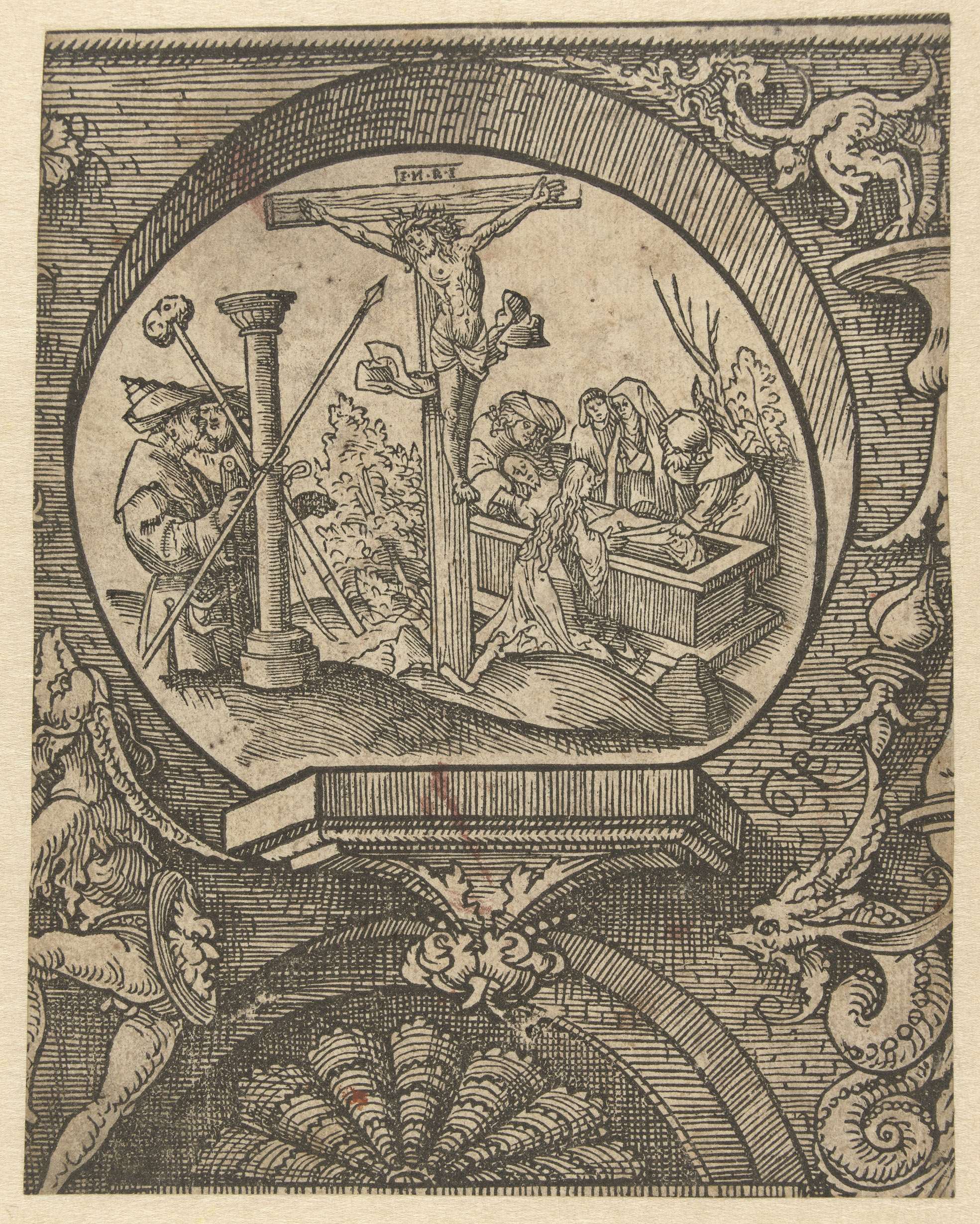 De kruisiging en de graflegging van Christus, by Jacob Cornelisz van Oostsanen, public domain