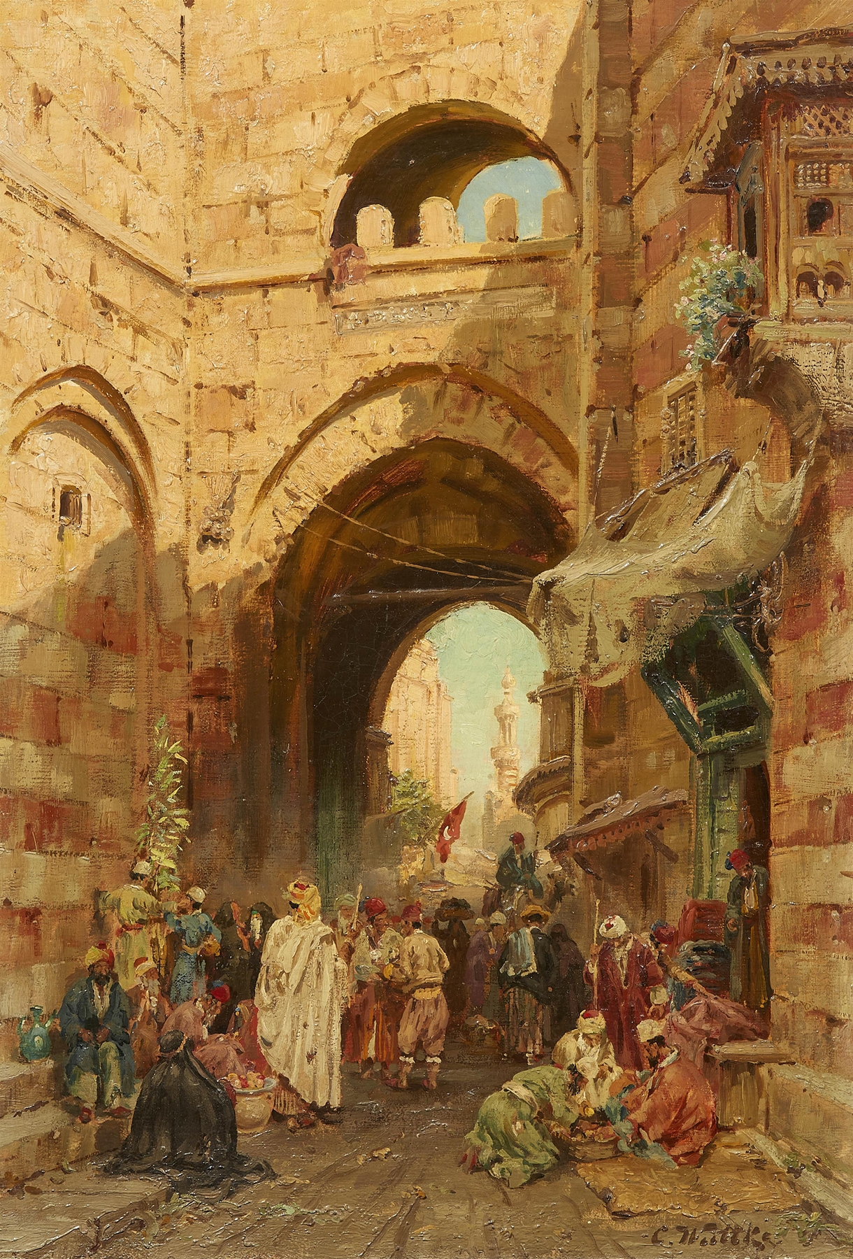 Oil on canvas by Carl Wuttke depicting Bab Zuweila in Cairo
