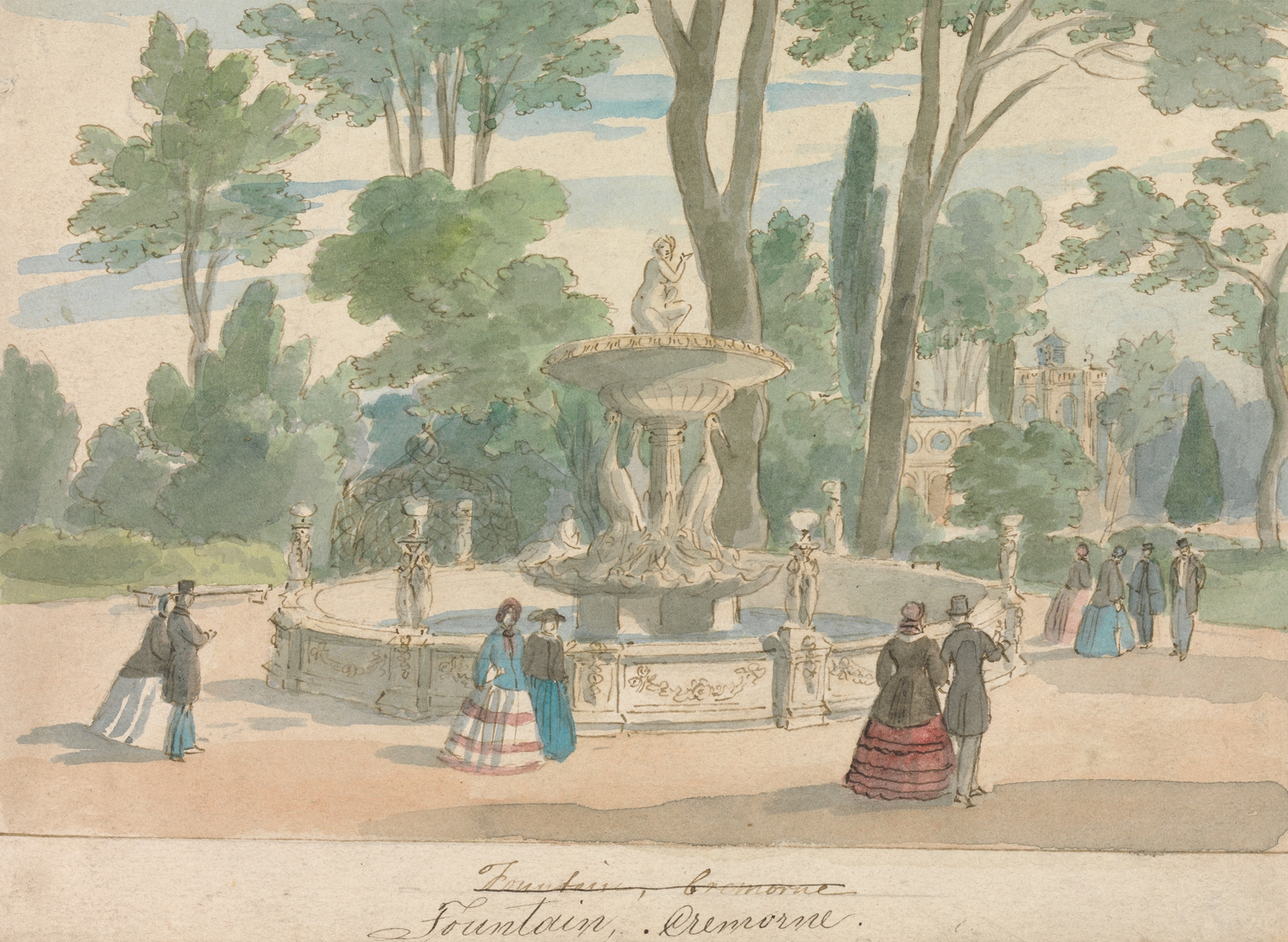 Fountain in a garden, oil on canvas by William Henry Brooke