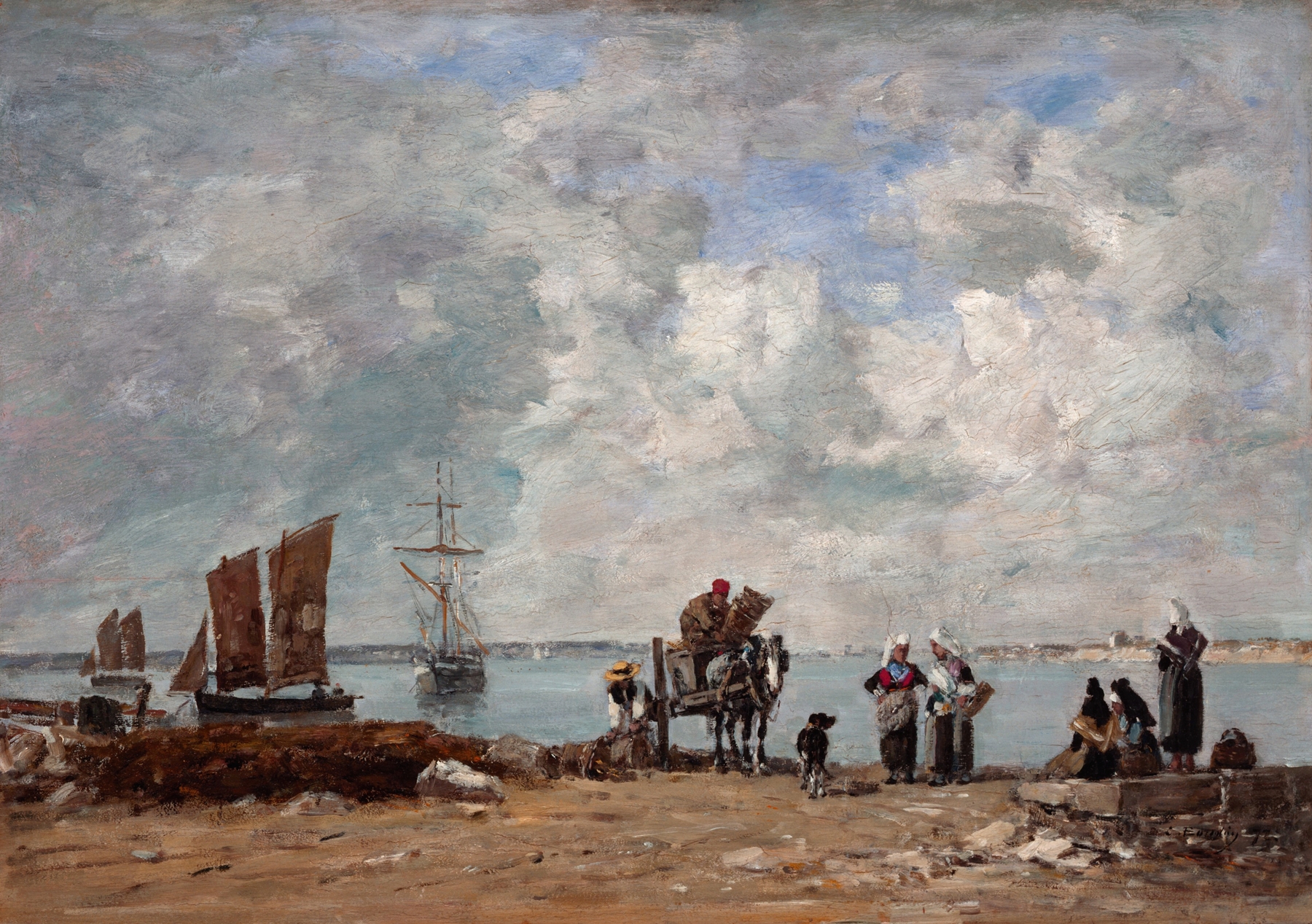 Fishermen’s Wives at the Seaside, oil painting by Eugène Boudin
