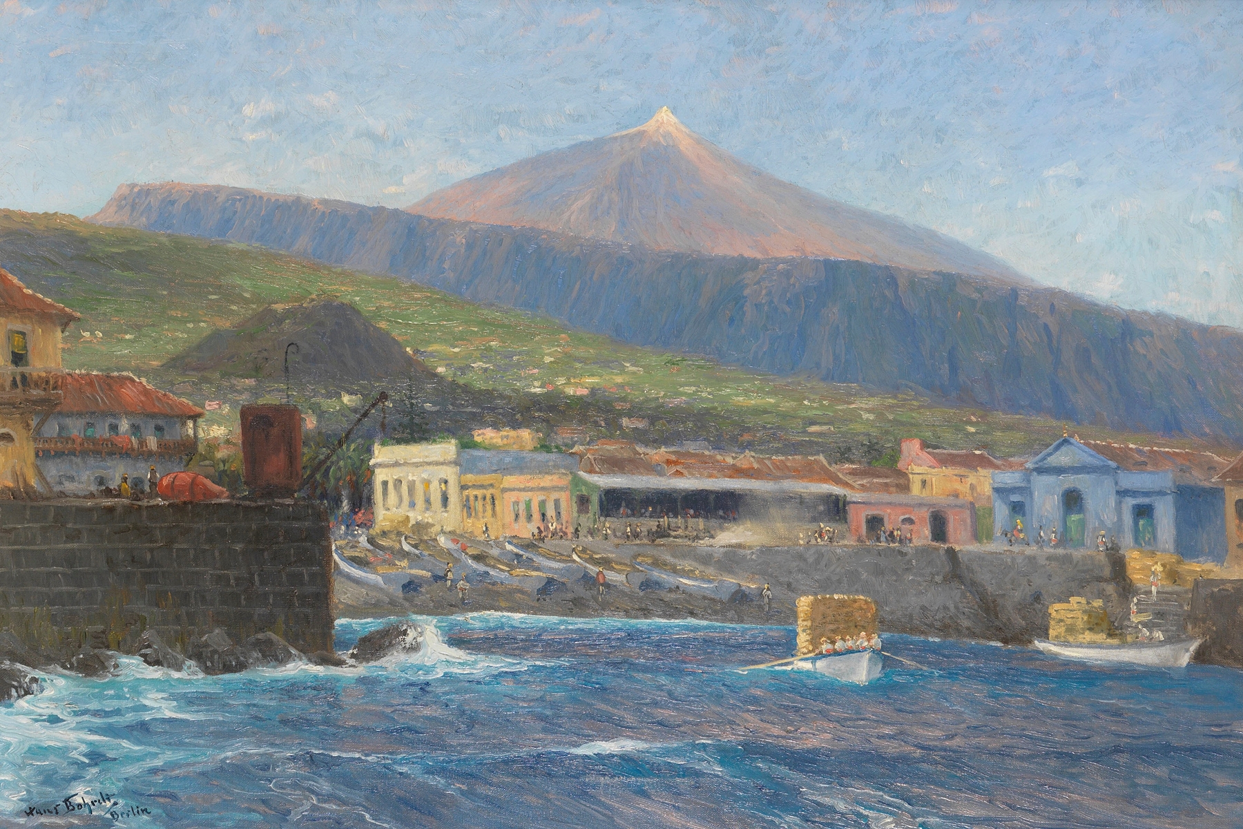 Marine scene with turquoise waters and horizon by Hans Bohrdt, 1924