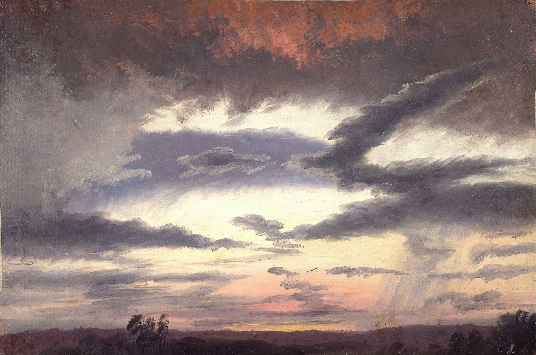 Cloud Study by Knud Baade, oil painting depicting swirling clouds in a luminous sky