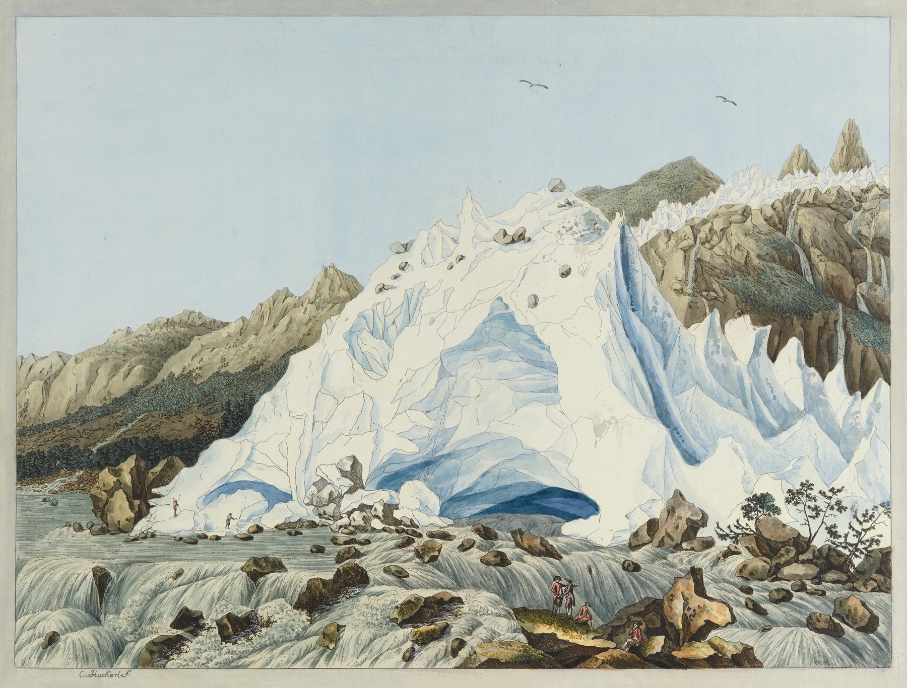 Vue de la Source de L’Arveron, by Carl Ludwig Hackert, public domain