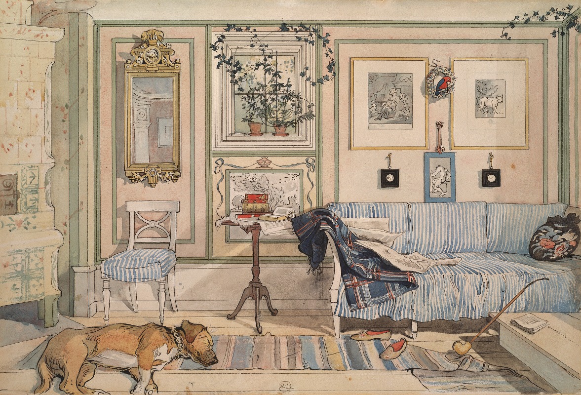 A cozy interior scene with a woman reading in a sunlit corner.