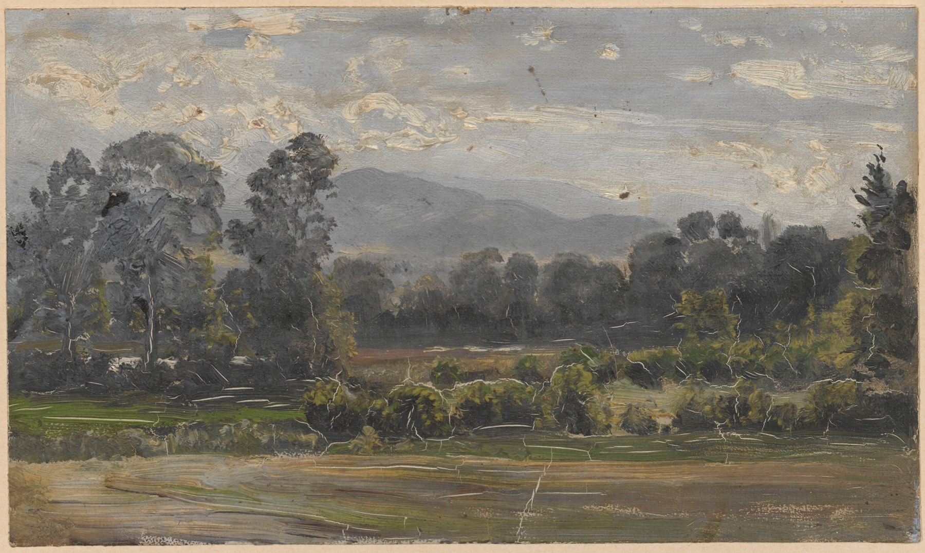 Staw Kąpielnik lake in Bukowiec by Adolf Dressler, Romanticism, serene landscape with reflections and trees.