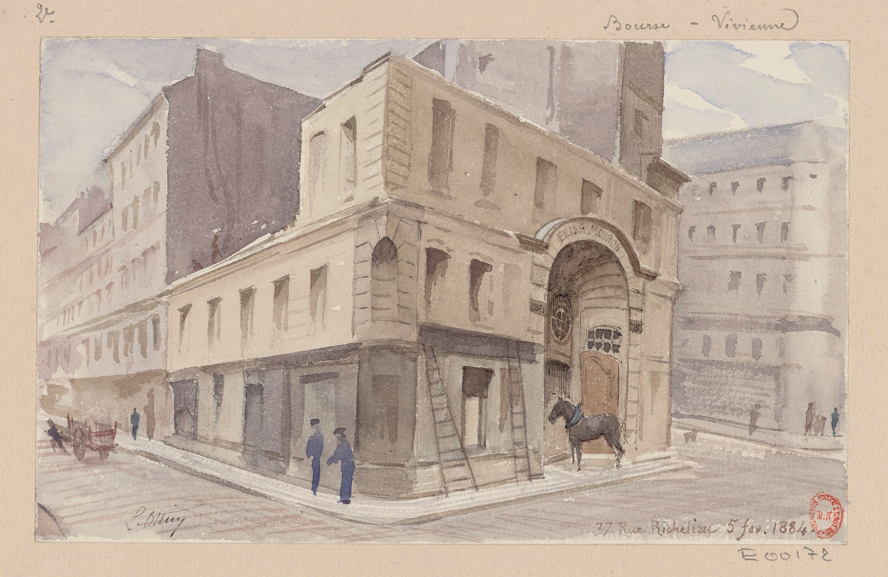 Architecture scene from 1884 by Léon-Auguste Ottin, oil painting