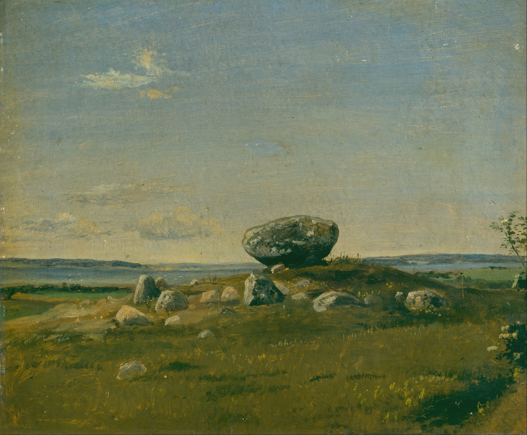 Barrow on the island of Brandsø, oil painting by Dankvart Dreyer