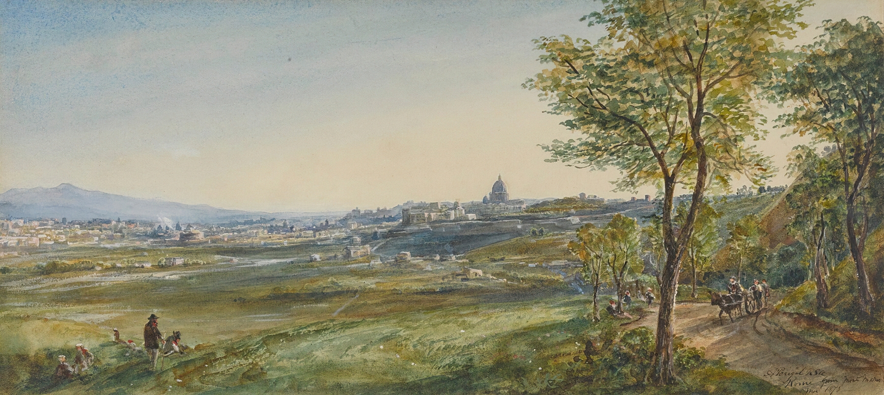 Landscape of Rome at dawn by Arthur Perigal, oil painting