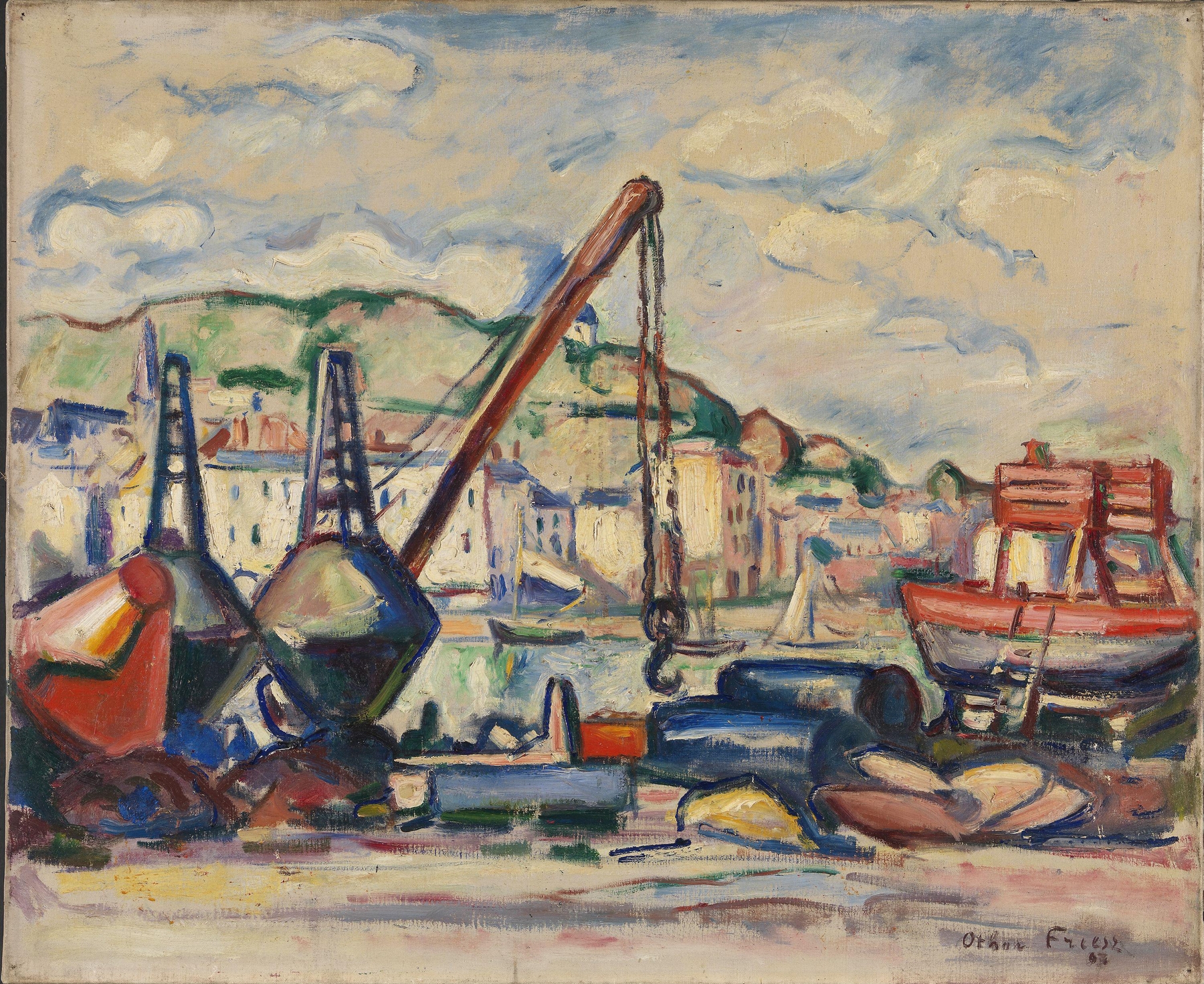 The Harbour in Honfleur by Emile Othon Friesz, impressionism, depicting boats and water