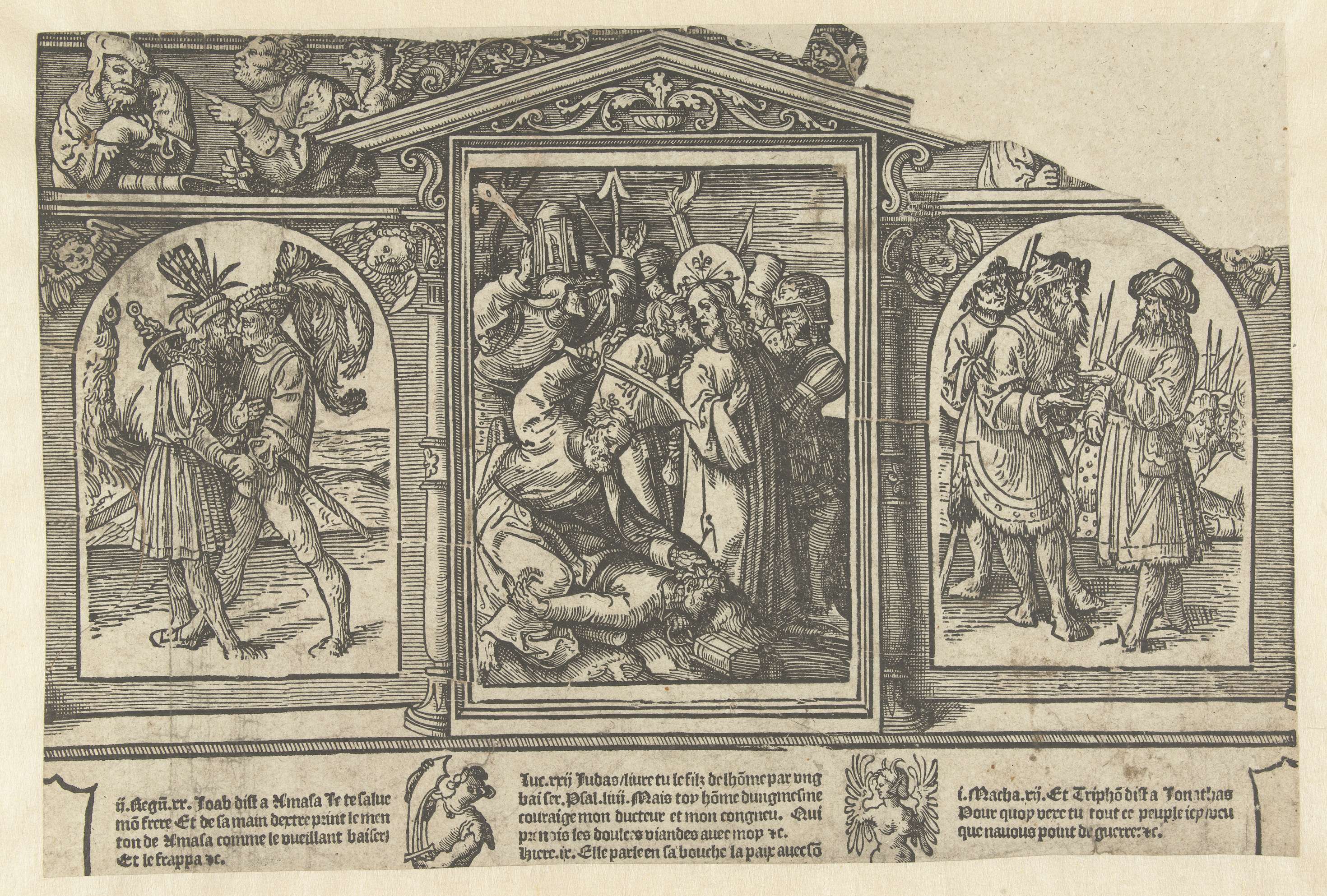 De Judaskus, a paper artwork by Jacob Cornelisz van Oostsanen, depicting betrayal and figures.
