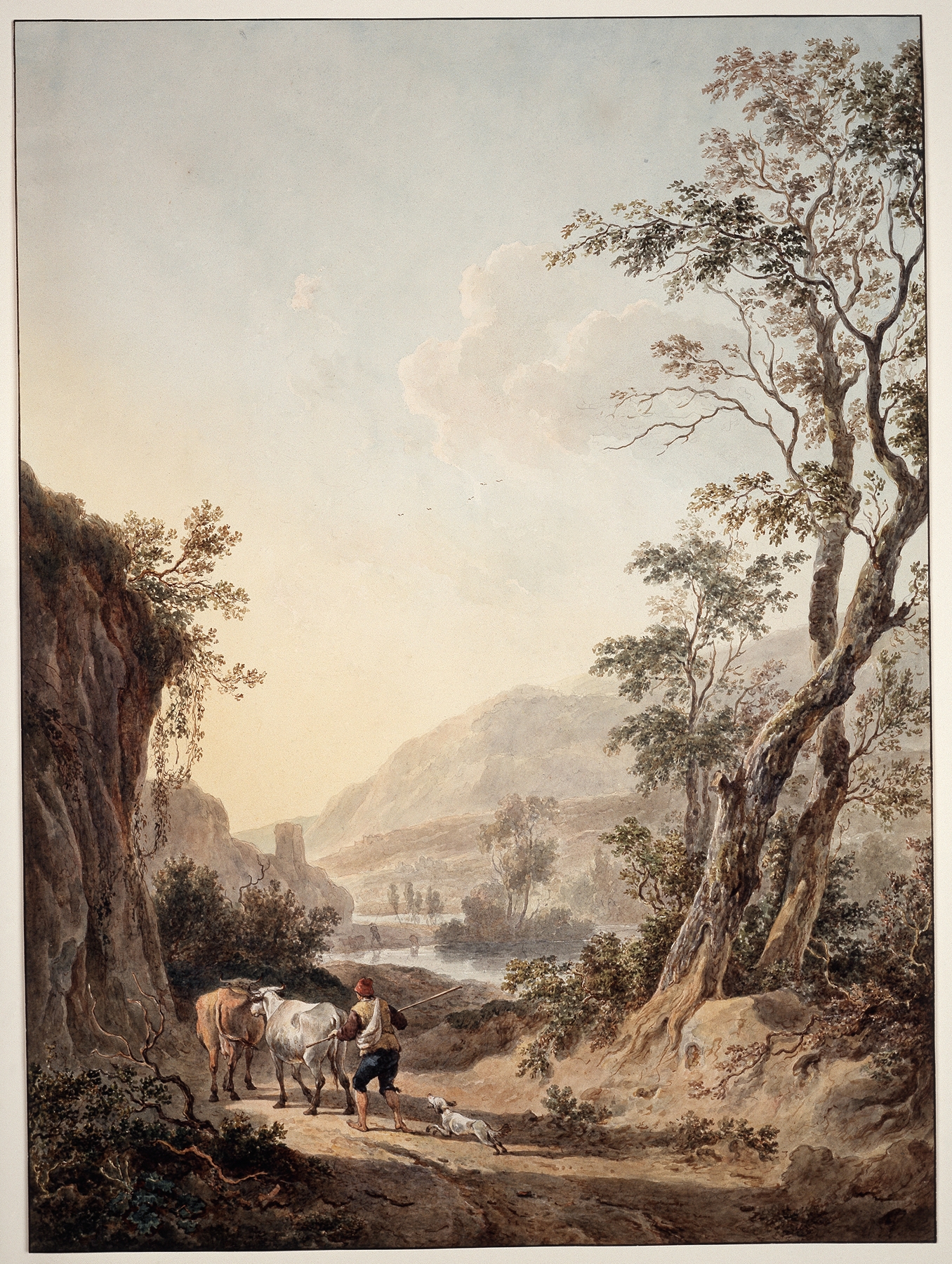 Landscape with a shepherd, oil painting by Jacob van Strij