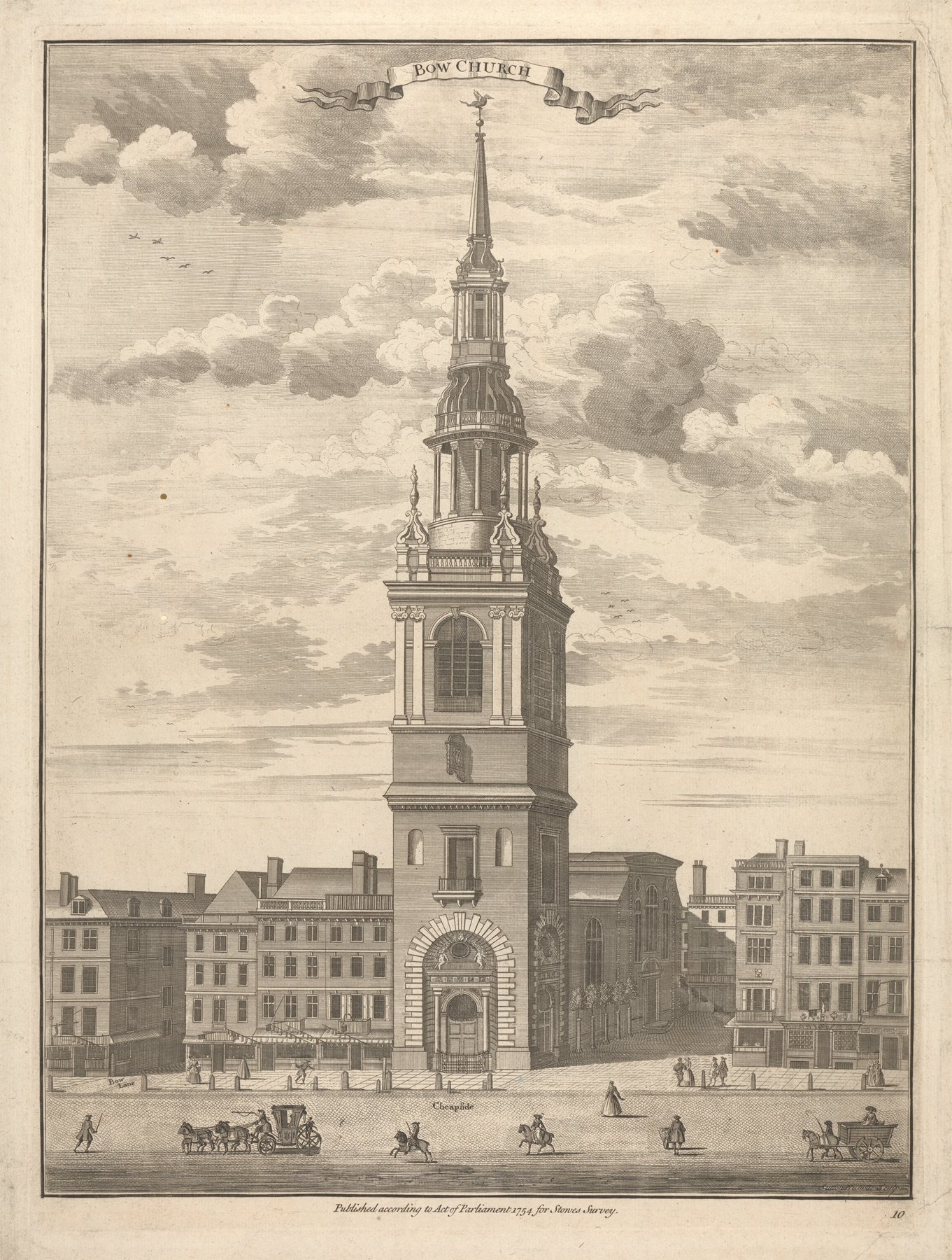 Gothic architecture of Bow Church by Sutton Nicholls, unknown medium