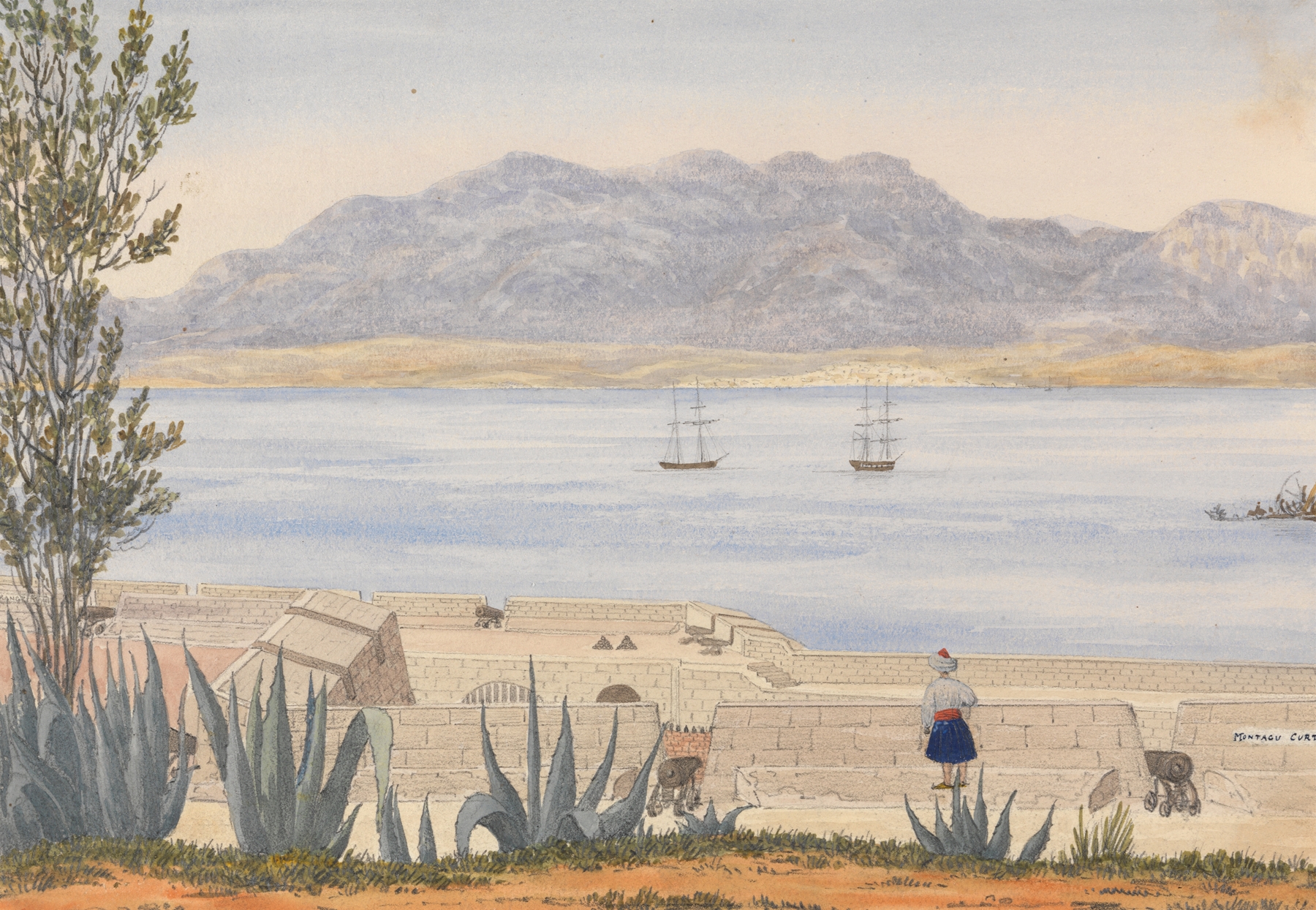 Algeciras from Gibraltar, by George Lothian Hall, public domain