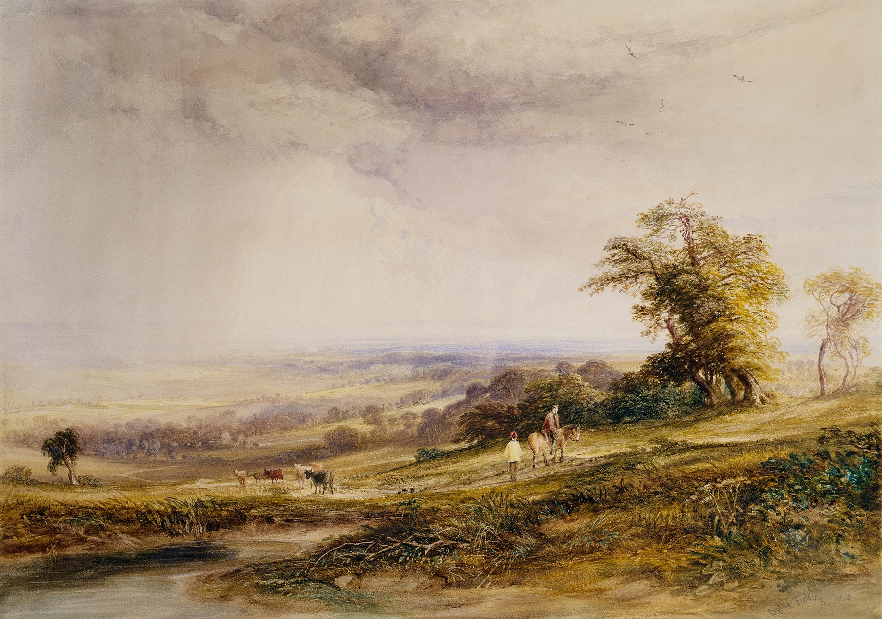 Landscape of Crowborough Hill by Copley Fielding, oil painting