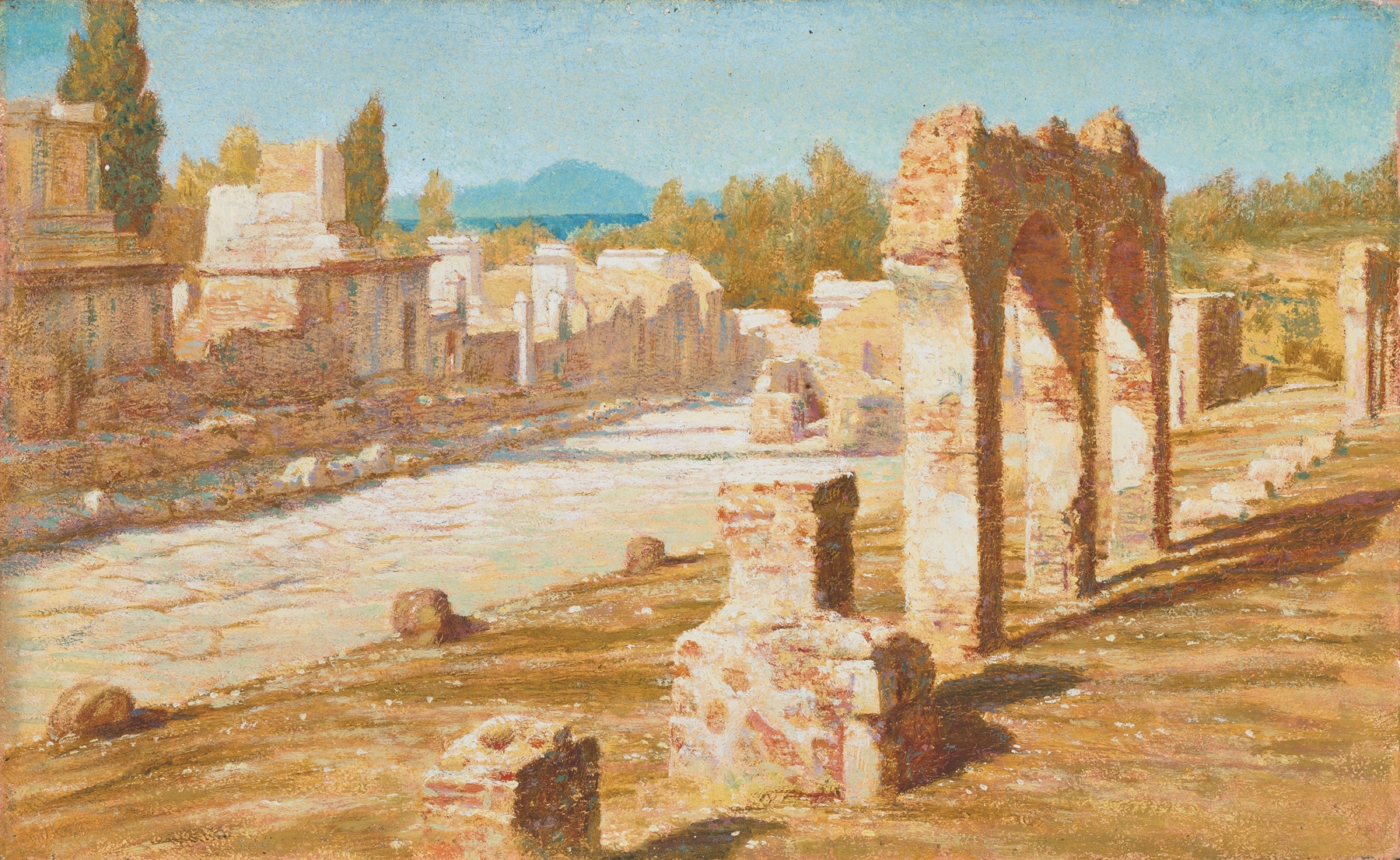 Street of Tombs, Pompeii by Henry James Holiday, oil on canvas depicting ancient tombs